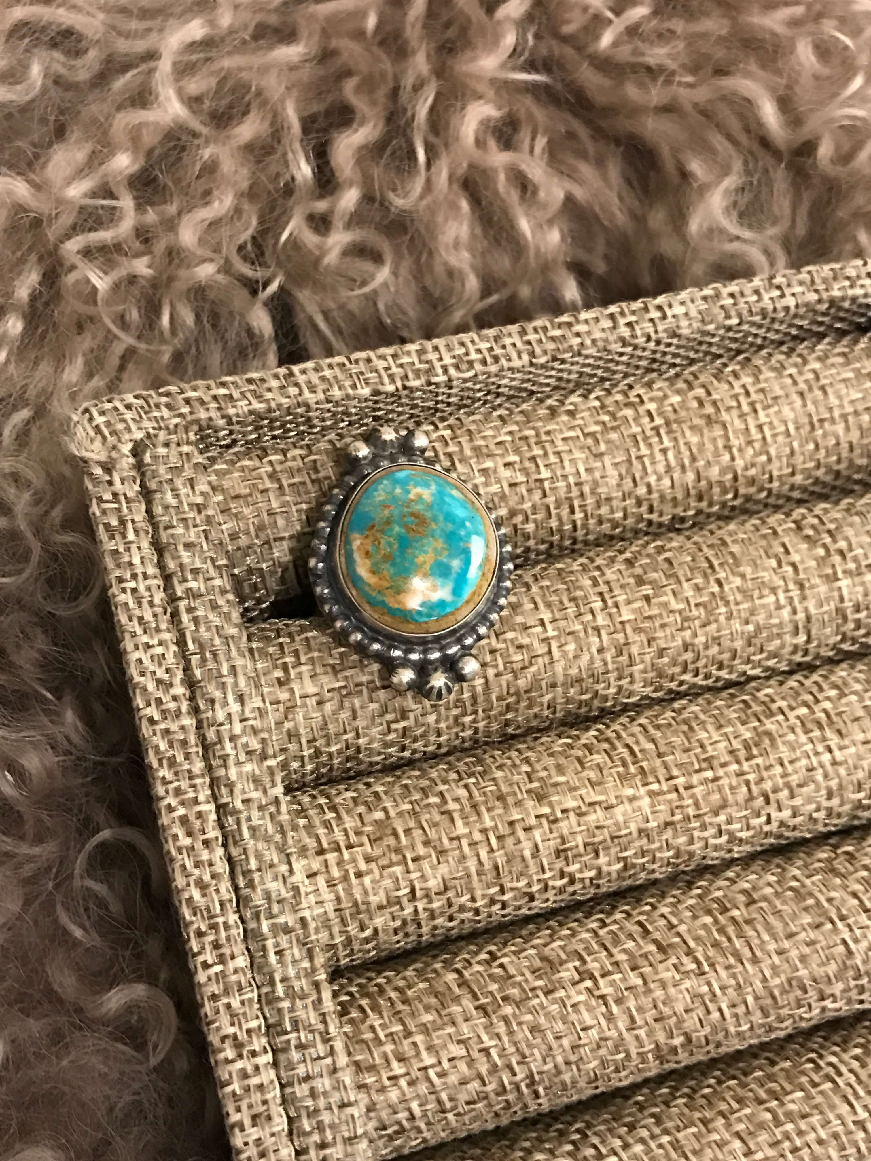The Noatak Ring, Sz 7.5-Rings-Calli Co., Turquoise and Silver Jewelry, Native American Handmade, Zuni Tribe, Navajo Tribe, Brock Texas