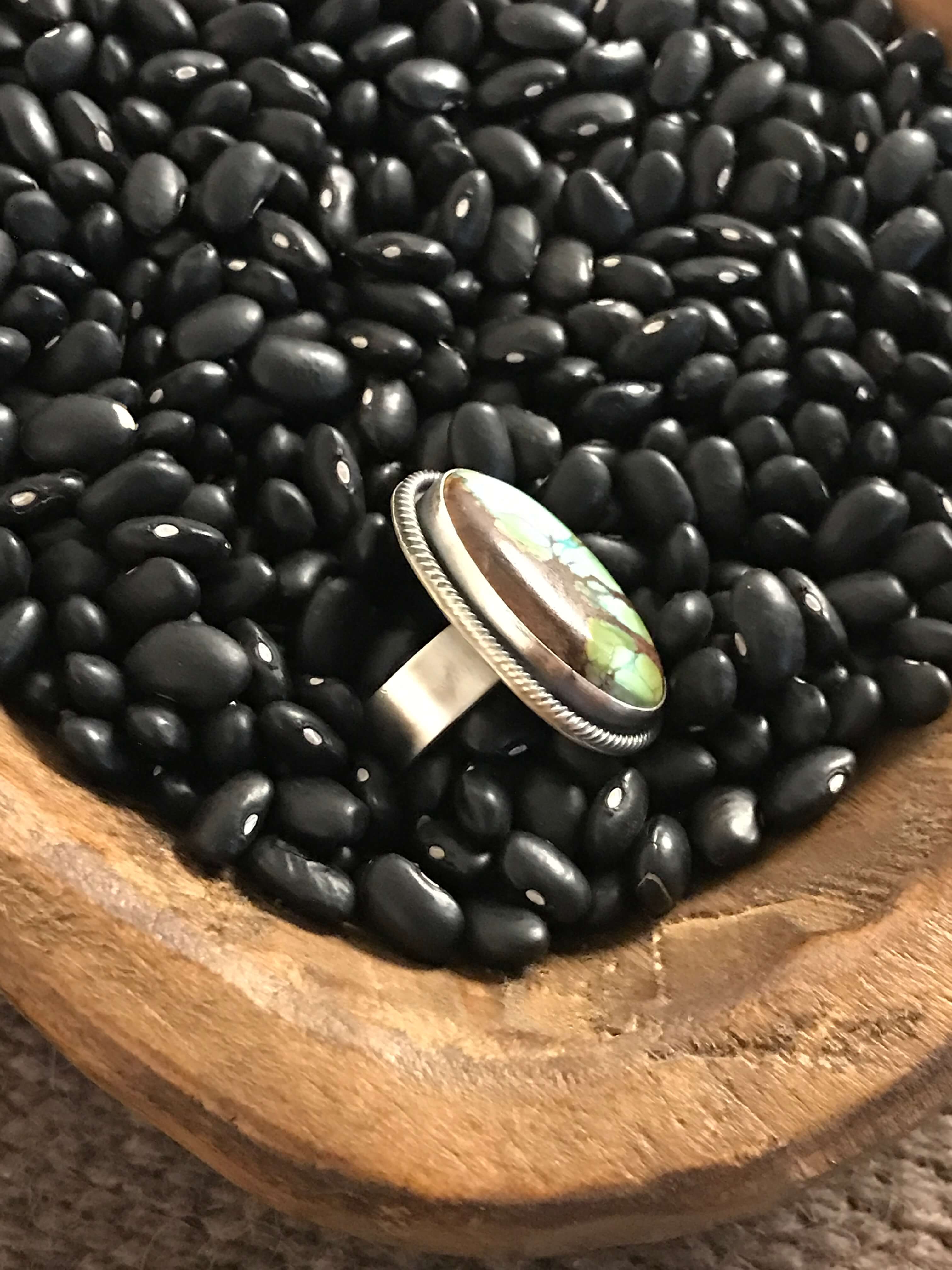 The De Leon Ring, Sz 8-Rings-Calli Co., Turquoise and Silver Jewelry, Native American Handmade, Zuni Tribe, Navajo Tribe, Brock Texas