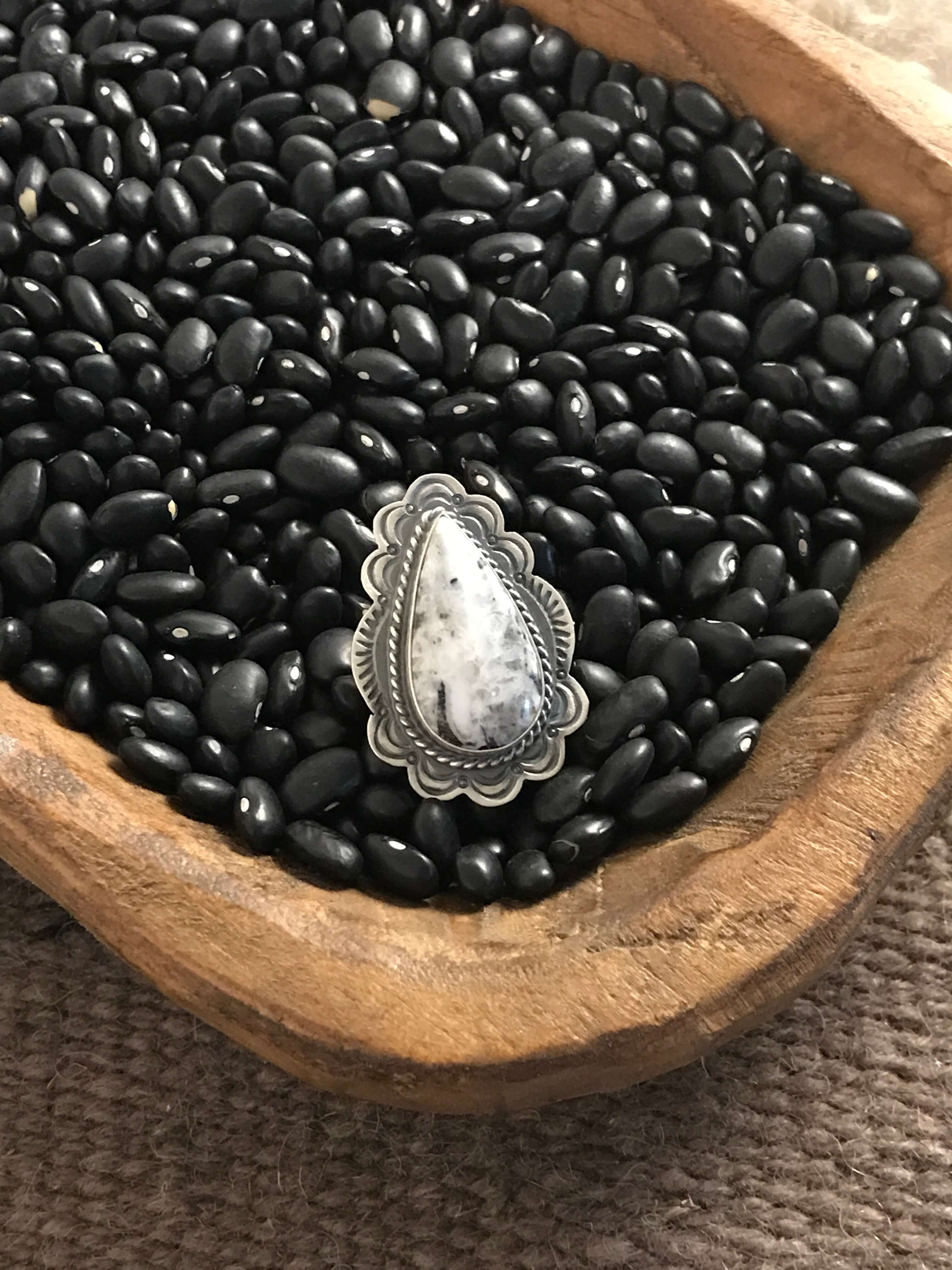 The Collee Ring, Sz 9-Rings-Calli Co., Turquoise and Silver Jewelry, Native American Handmade, Zuni Tribe, Navajo Tribe, Brock Texas