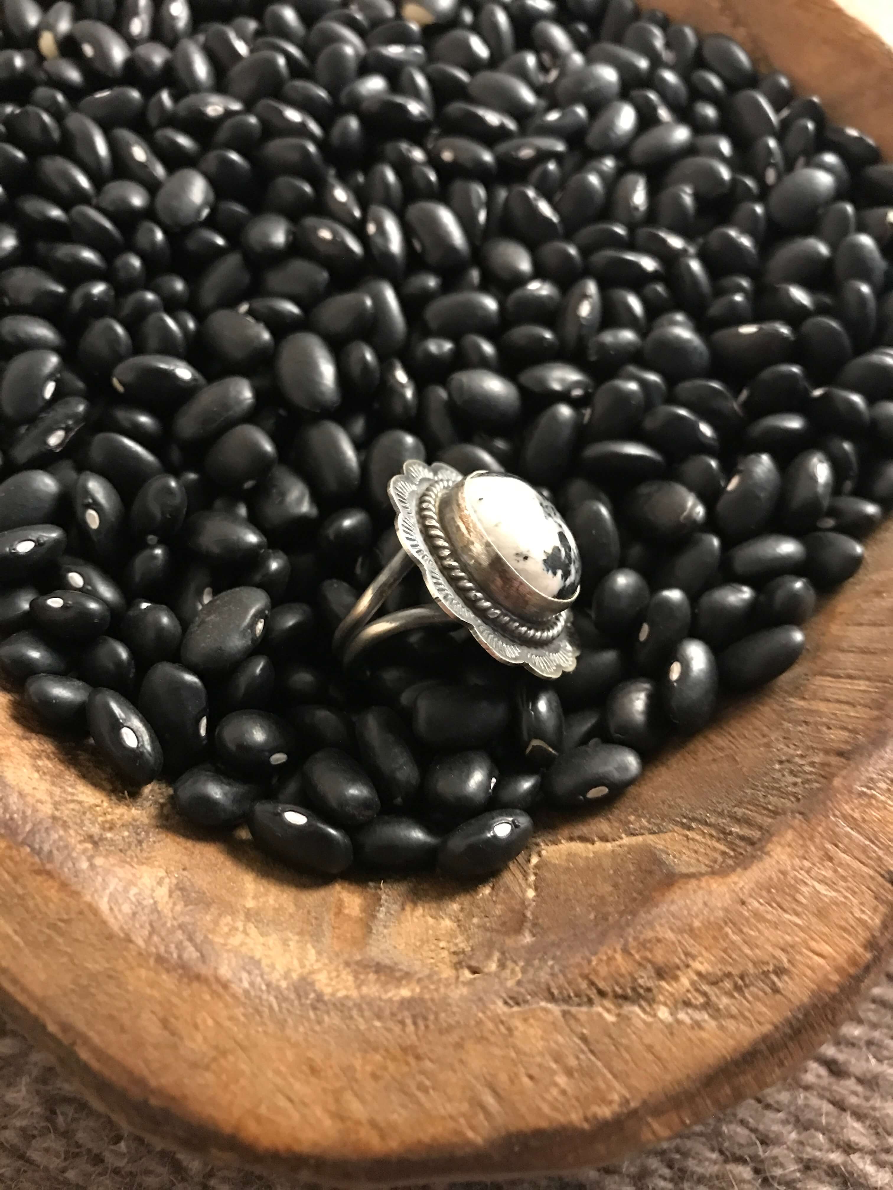 The Maya Ring, Sz 7.5-Rings-Calli Co., Turquoise and Silver Jewelry, Native American Handmade, Zuni Tribe, Navajo Tribe, Brock Texas