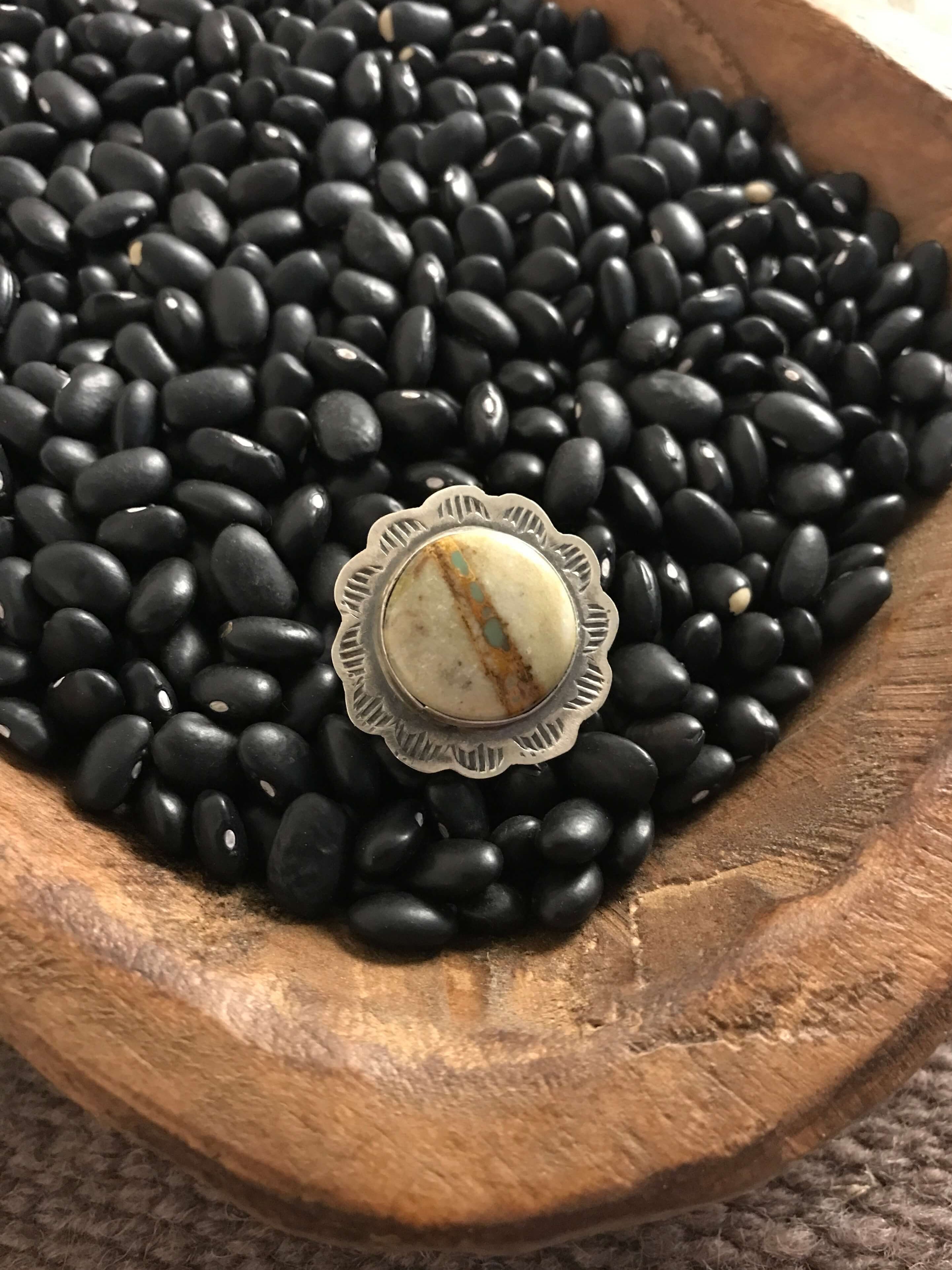 The Thunder Road Adjustable Ring, 1 xx-Rings-Calli Co., Turquoise and Silver Jewelry, Native American Handmade, Zuni Tribe, Navajo Tribe, Brock Texas