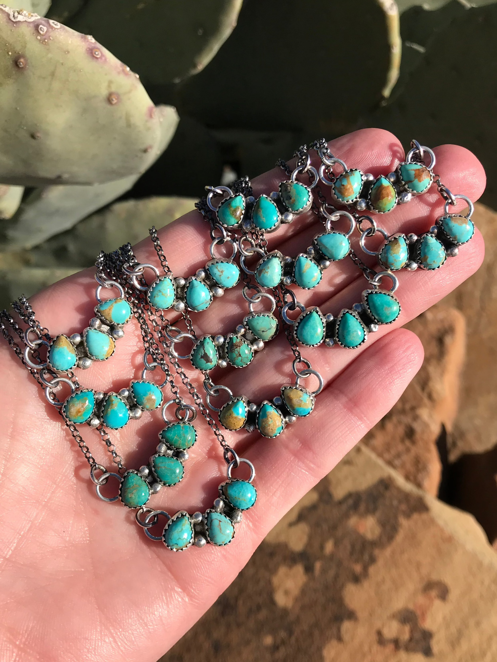 The Rexford Turquoise 3 Stone Necklaces – Calli Co. Silver