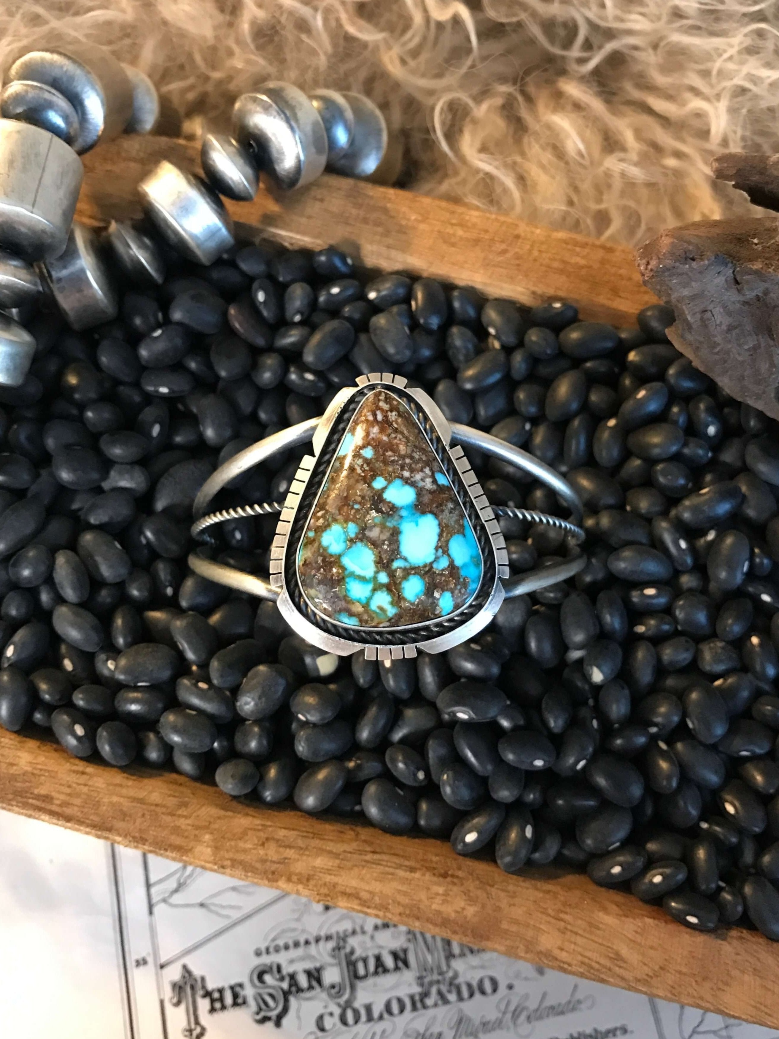 The Elam Cuff, 1-Bracelets & Cuffs-Calli Co., Turquoise and Silver Jewelry, Native American Handmade, Zuni Tribe, Navajo Tribe, Brock Texas