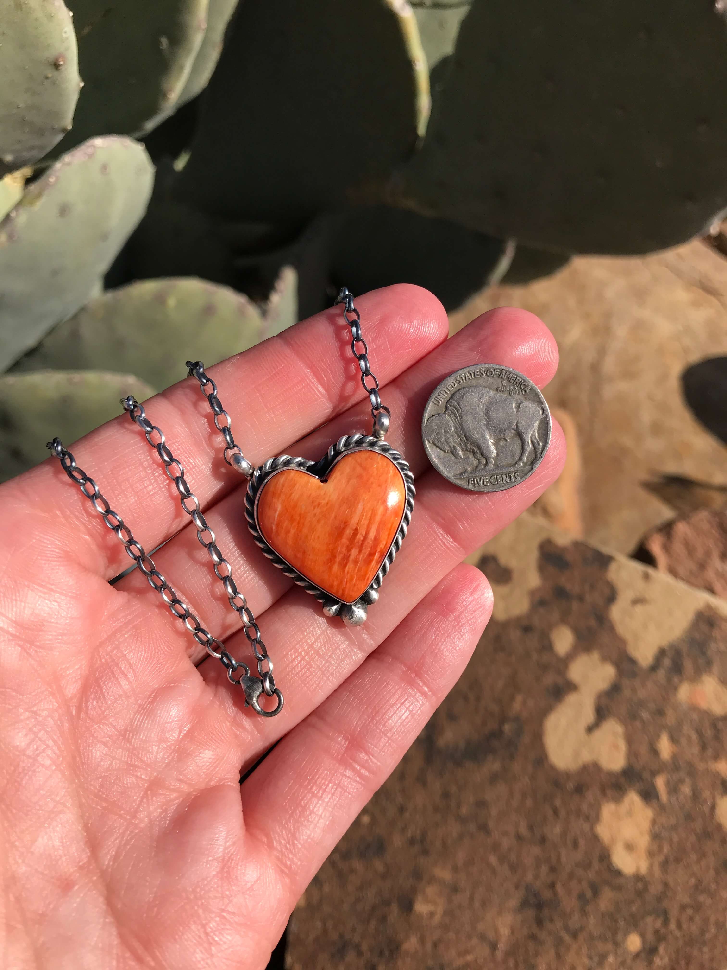 The Heart Necklace, 4-Necklaces-Calli Co., Turquoise and Silver Jewelry, Native American Handmade, Zuni Tribe, Navajo Tribe, Brock Texas