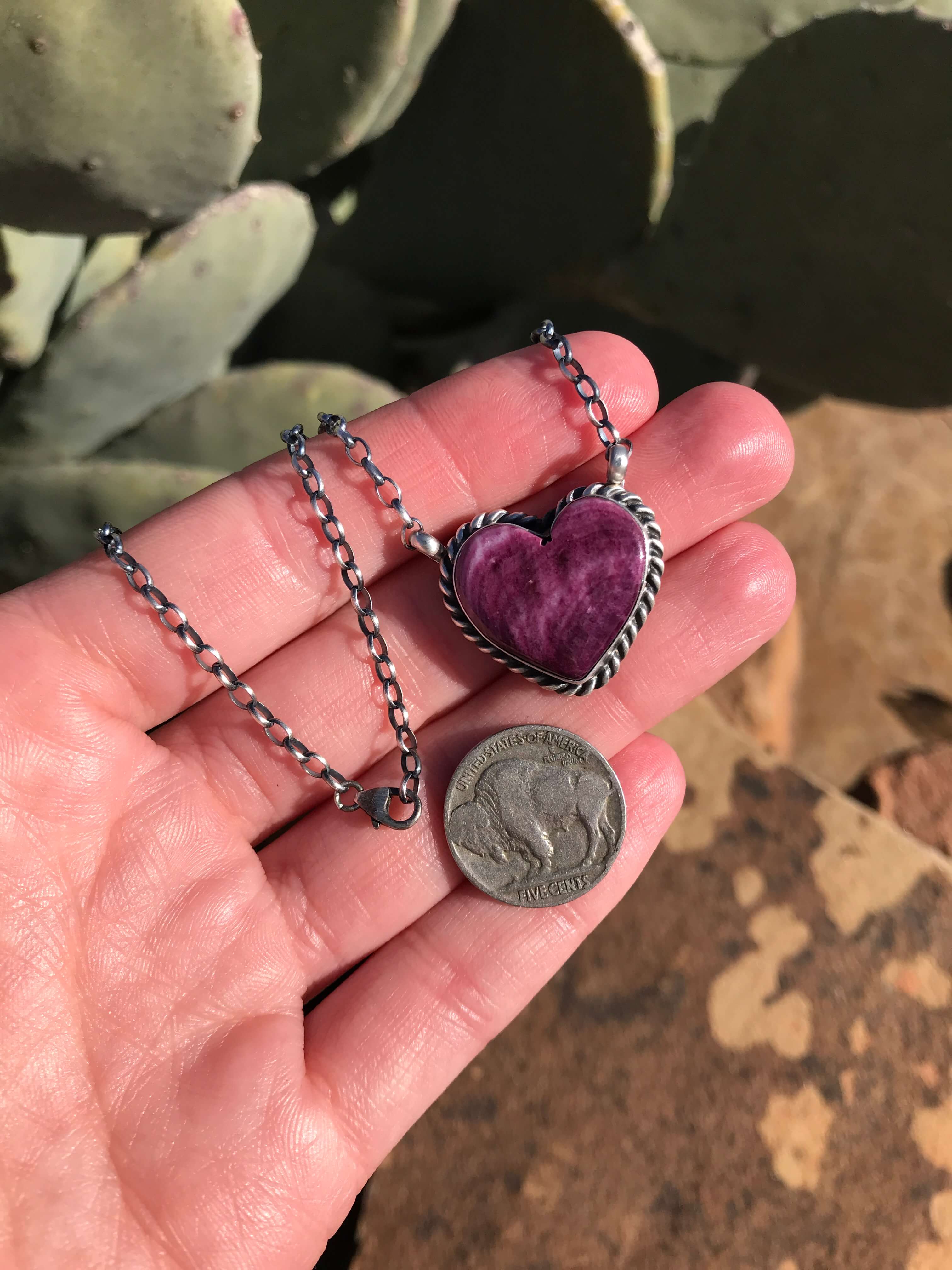 The Heart Necklace, 20-Necklaces-Calli Co., Turquoise and Silver Jewelry, Native American Handmade, Zuni Tribe, Navajo Tribe, Brock Texas