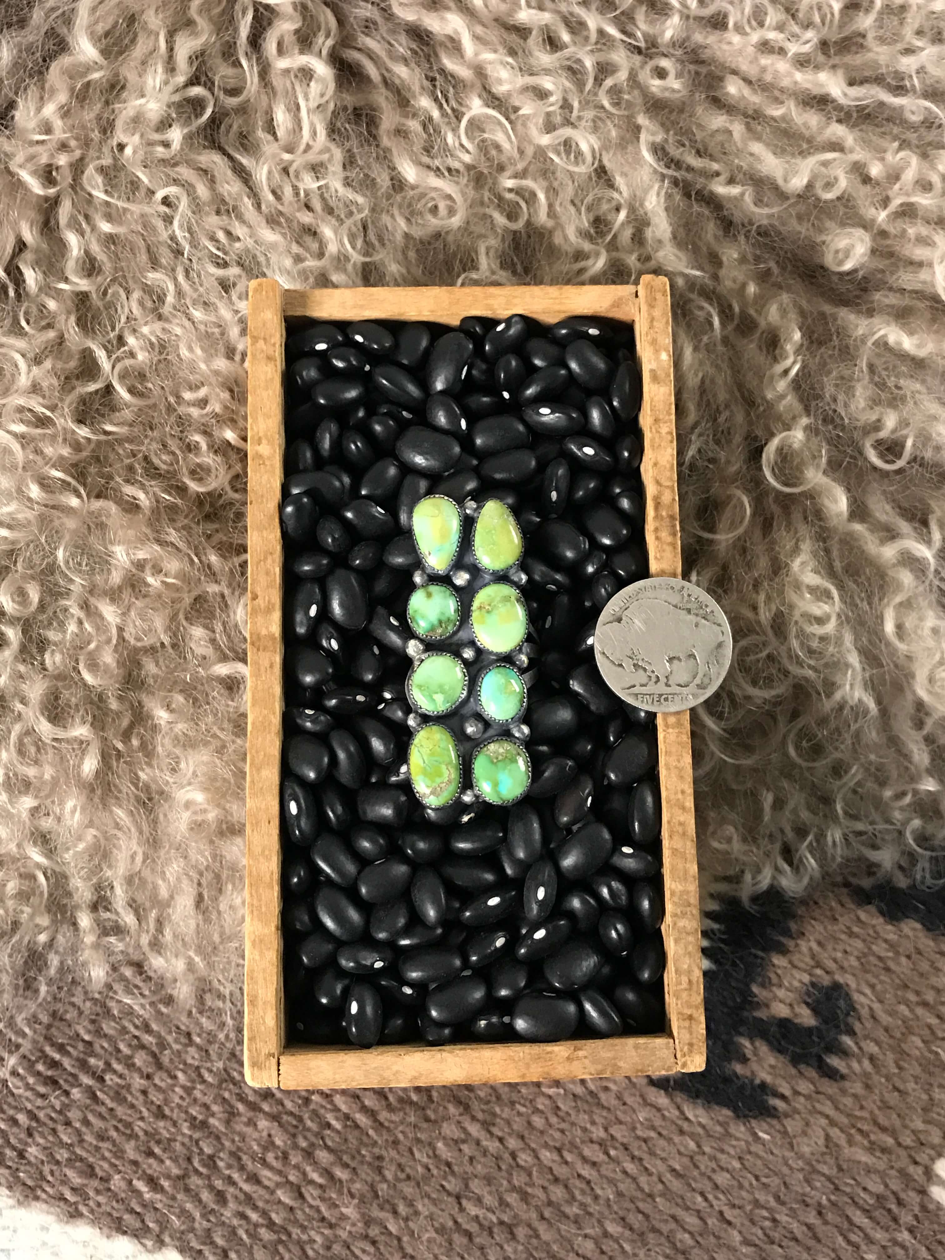 The Karina Ring, Sz 7.5-Rings-Calli Co., Turquoise and Silver Jewelry, Native American Handmade, Zuni Tribe, Navajo Tribe, Brock Texas