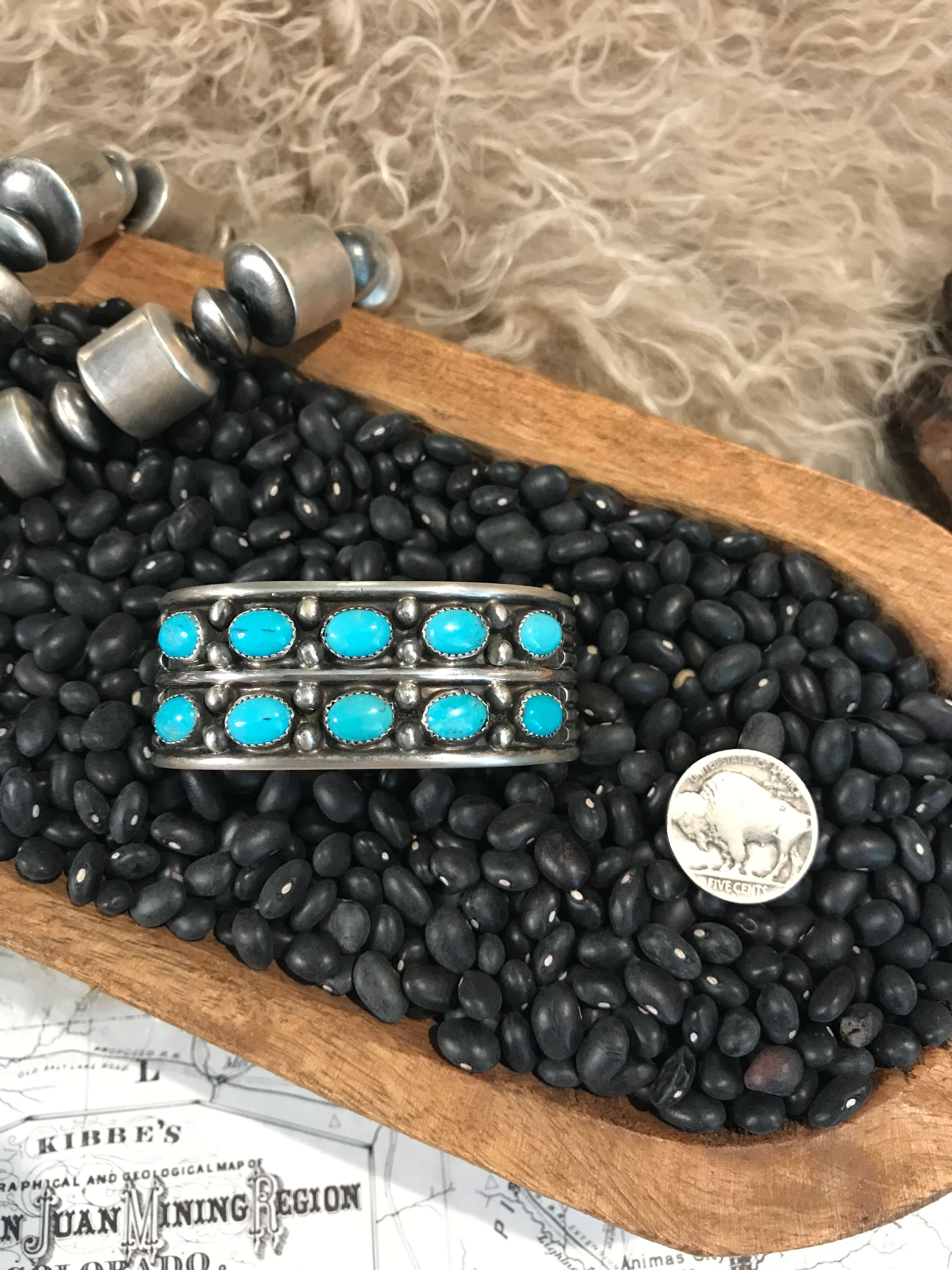 The Double Row Cuff, 3-Bracelets & Cuffs-Calli Co., Turquoise and Silver Jewelry, Native American Handmade, Zuni Tribe, Navajo Tribe, Brock Texas