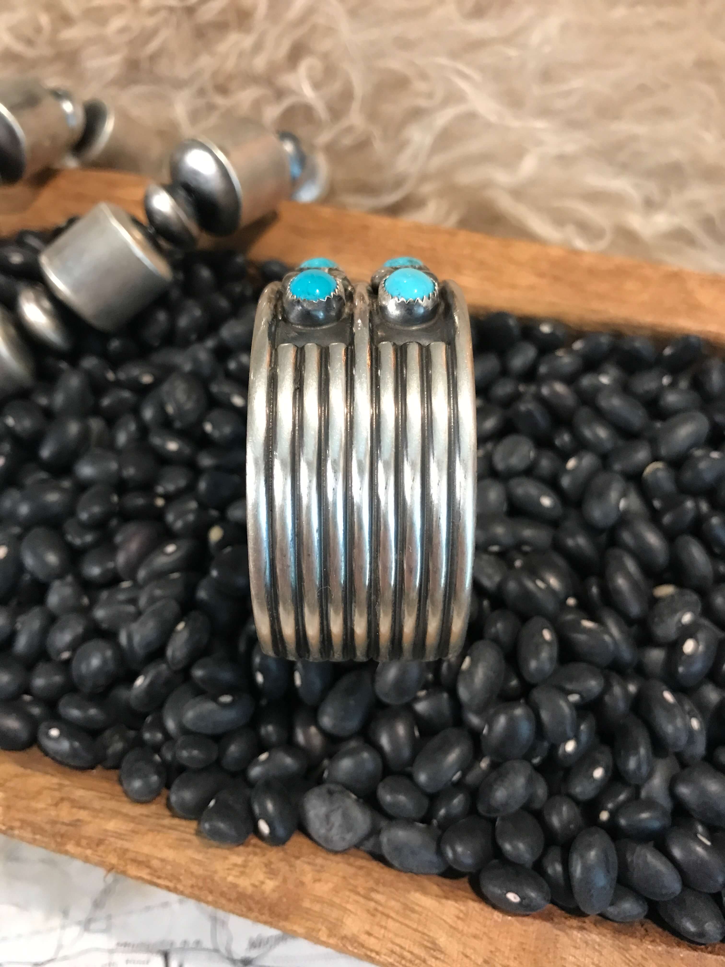 The Double Row Cuff, 3-Bracelets & Cuffs-Calli Co., Turquoise and Silver Jewelry, Native American Handmade, Zuni Tribe, Navajo Tribe, Brock Texas