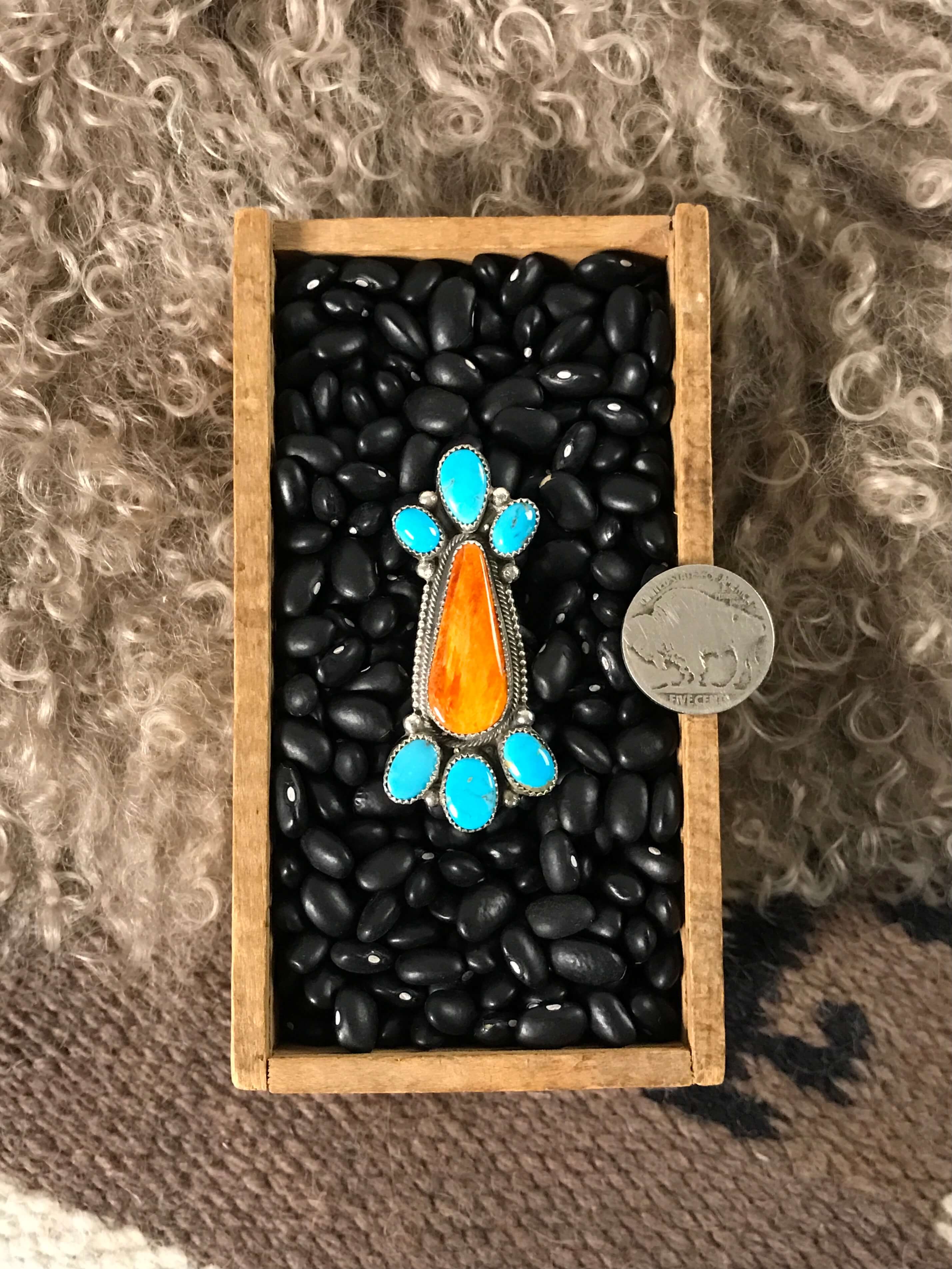 The Big Valley Adjustable Ring-Rings-Calli Co., Turquoise and Silver Jewelry, Native American Handmade, Zuni Tribe, Navajo Tribe, Brock Texas