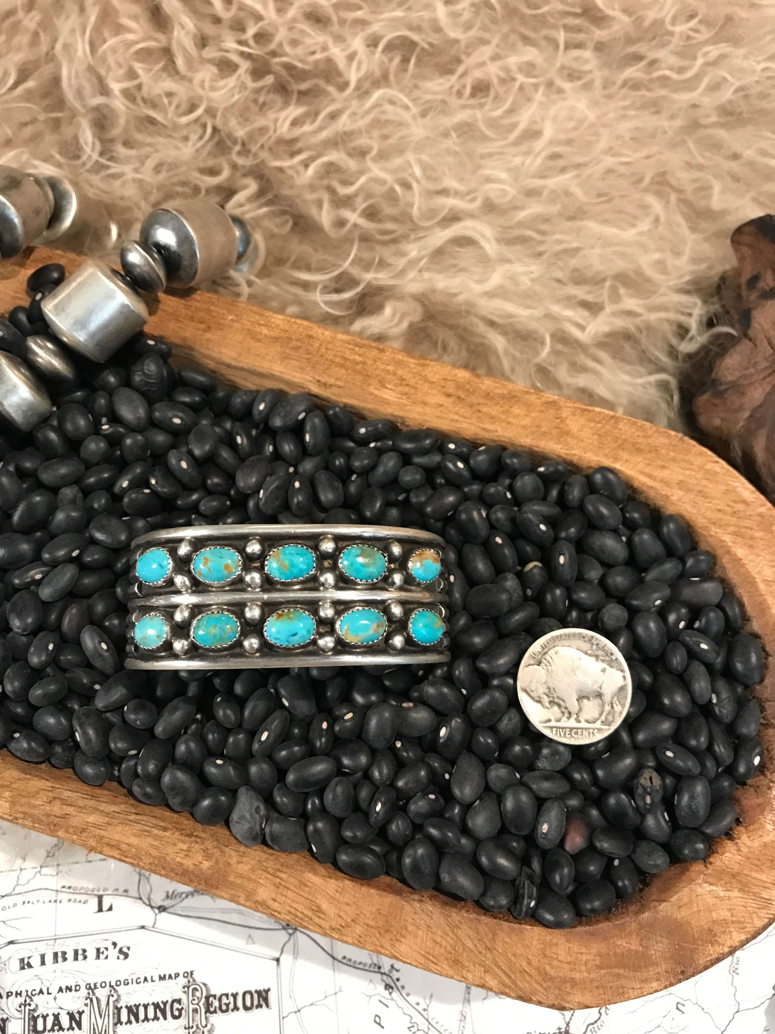 The Double Row Cuff, 2-Bracelets & Cuffs-Calli Co., Turquoise and Silver Jewelry, Native American Handmade, Zuni Tribe, Navajo Tribe, Brock Texas