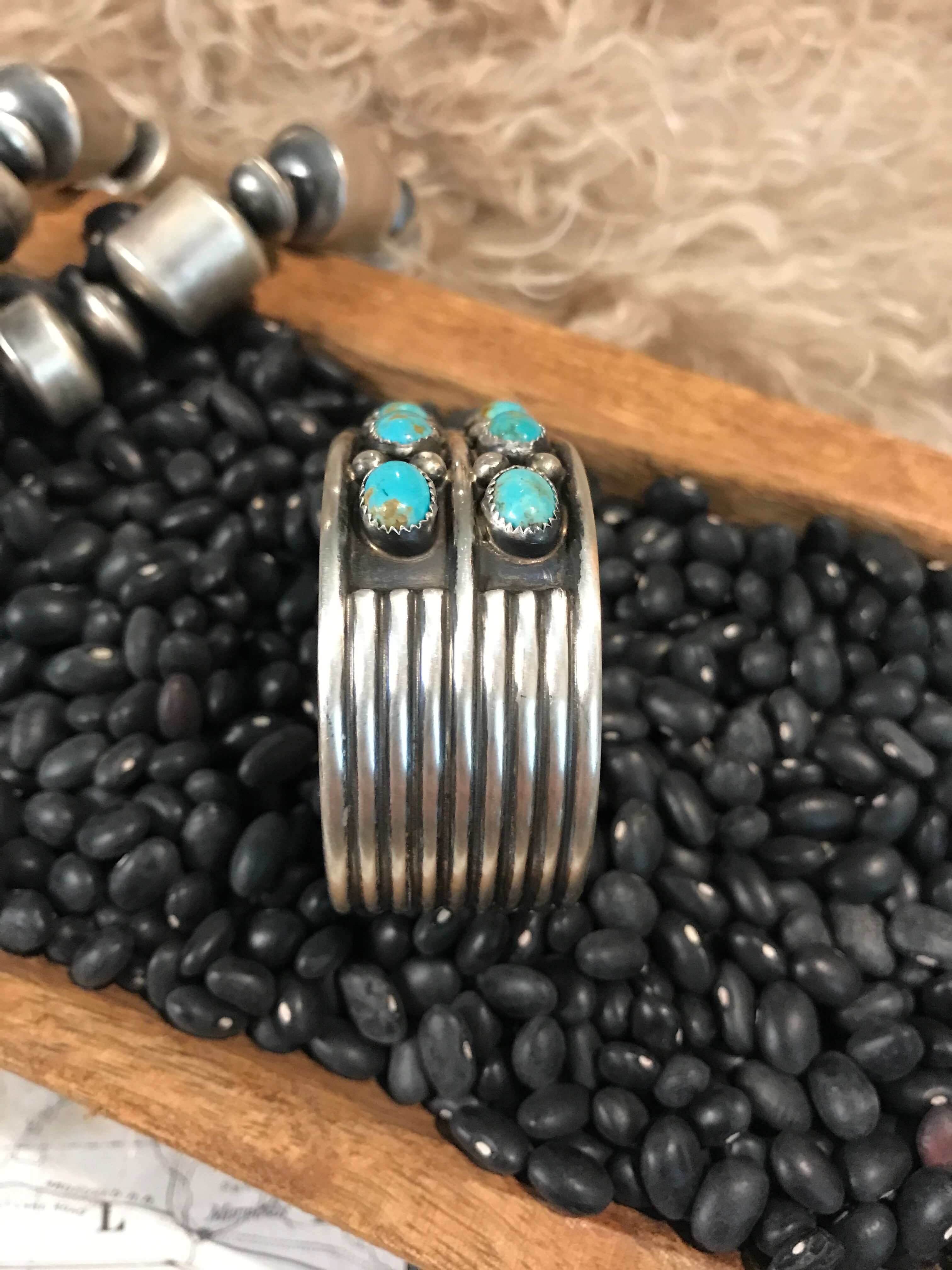 The Double Row Cuff, 2-Bracelets & Cuffs-Calli Co., Turquoise and Silver Jewelry, Native American Handmade, Zuni Tribe, Navajo Tribe, Brock Texas