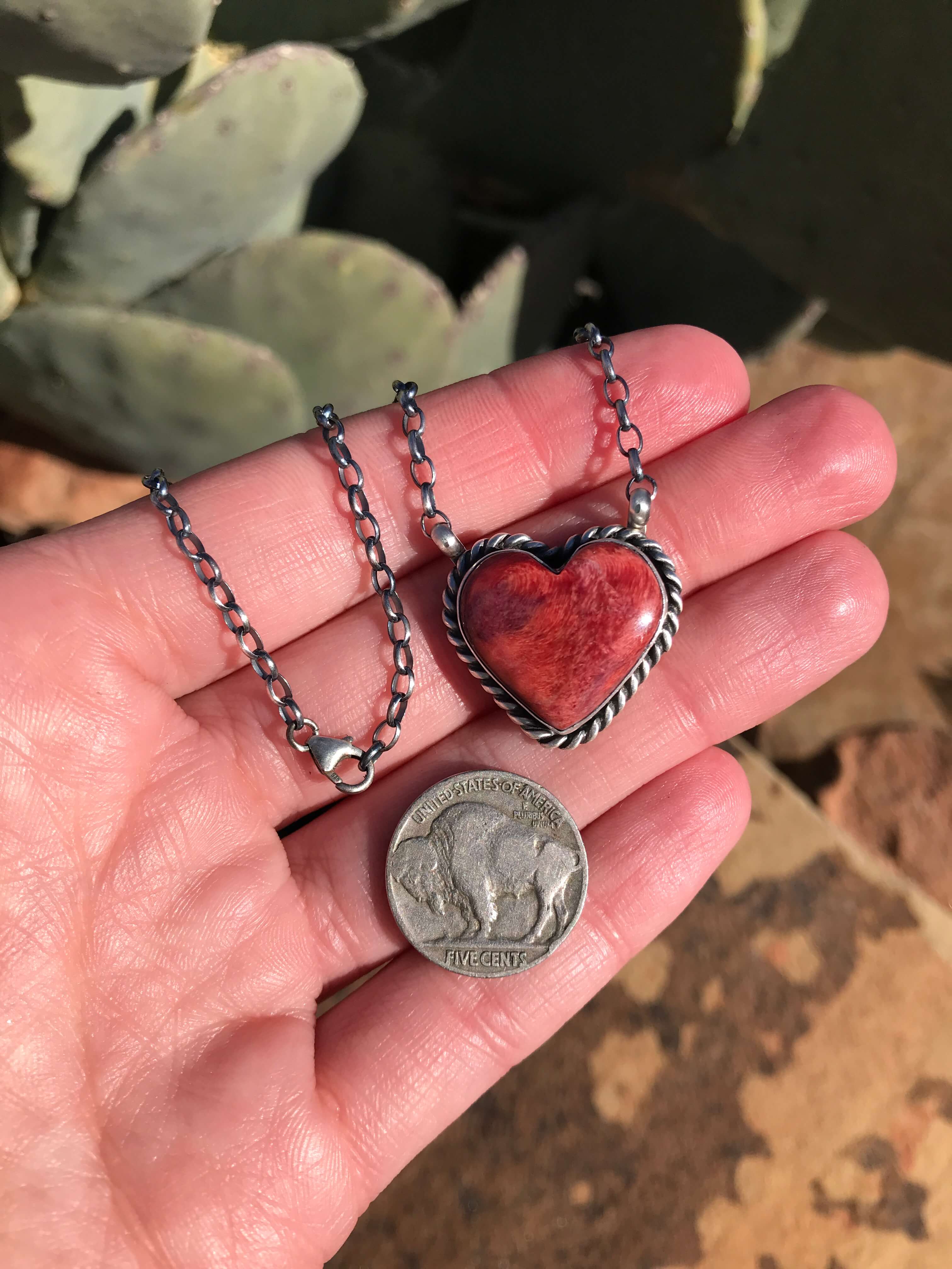 The Heart Necklace, 24-Necklaces-Calli Co., Turquoise and Silver Jewelry, Native American Handmade, Zuni Tribe, Navajo Tribe, Brock Texas