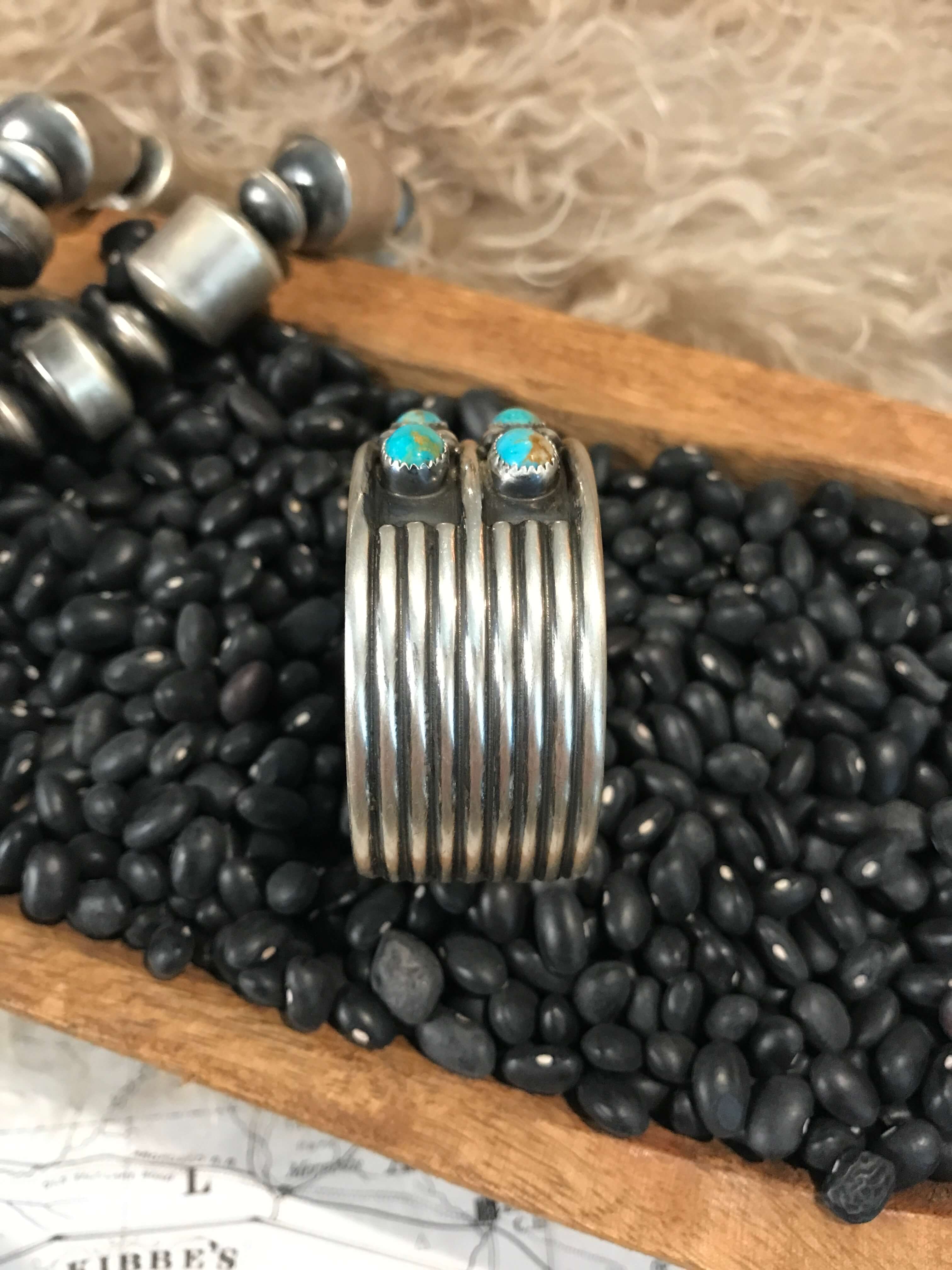 The Double Row Cuff, 2-Bracelets & Cuffs-Calli Co., Turquoise and Silver Jewelry, Native American Handmade, Zuni Tribe, Navajo Tribe, Brock Texas