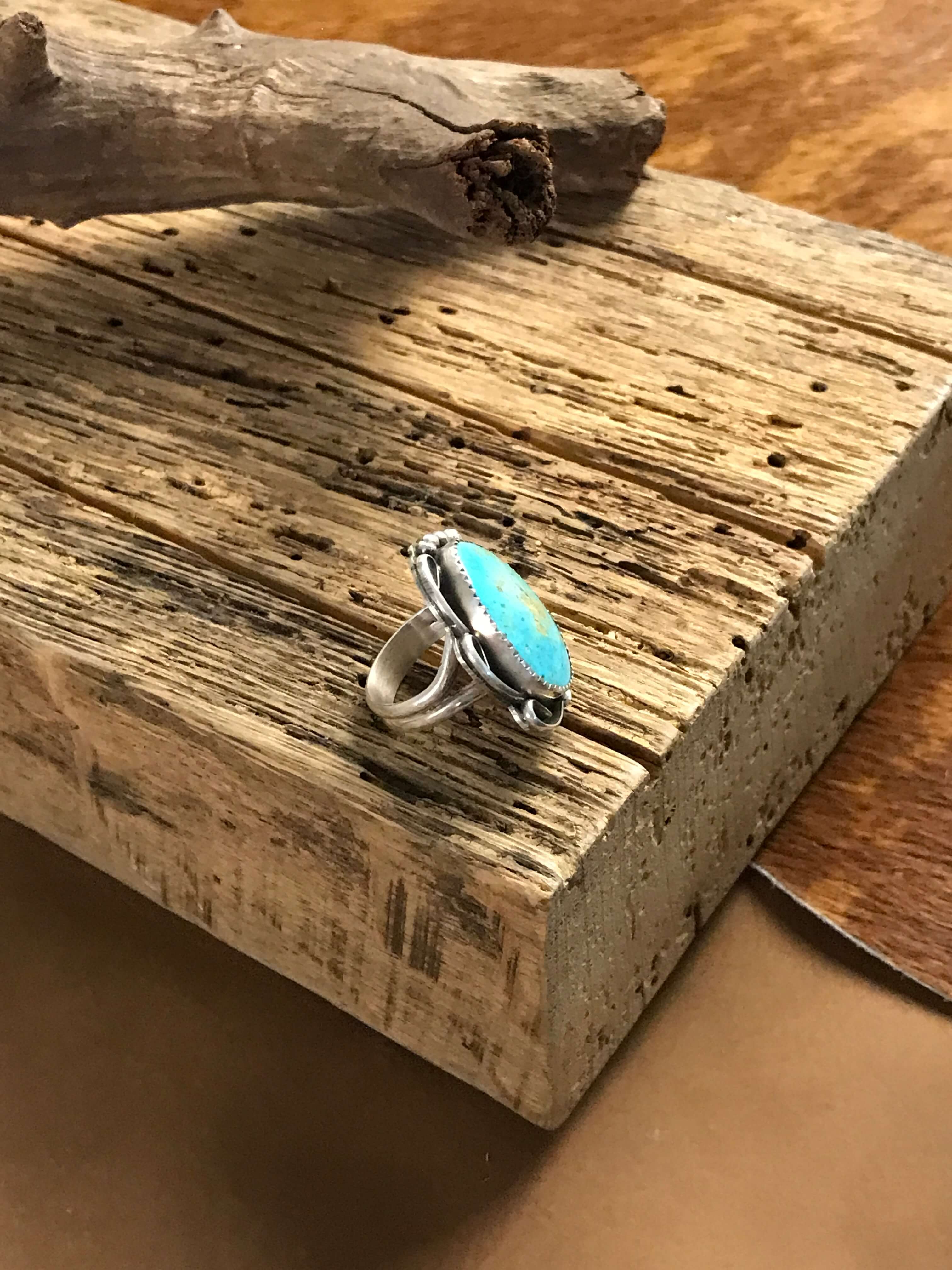 The Legend Ring, Sz 7.5-Rings-Calli Co., Turquoise and Silver Jewelry, Native American Handmade, Zuni Tribe, Navajo Tribe, Brock Texas