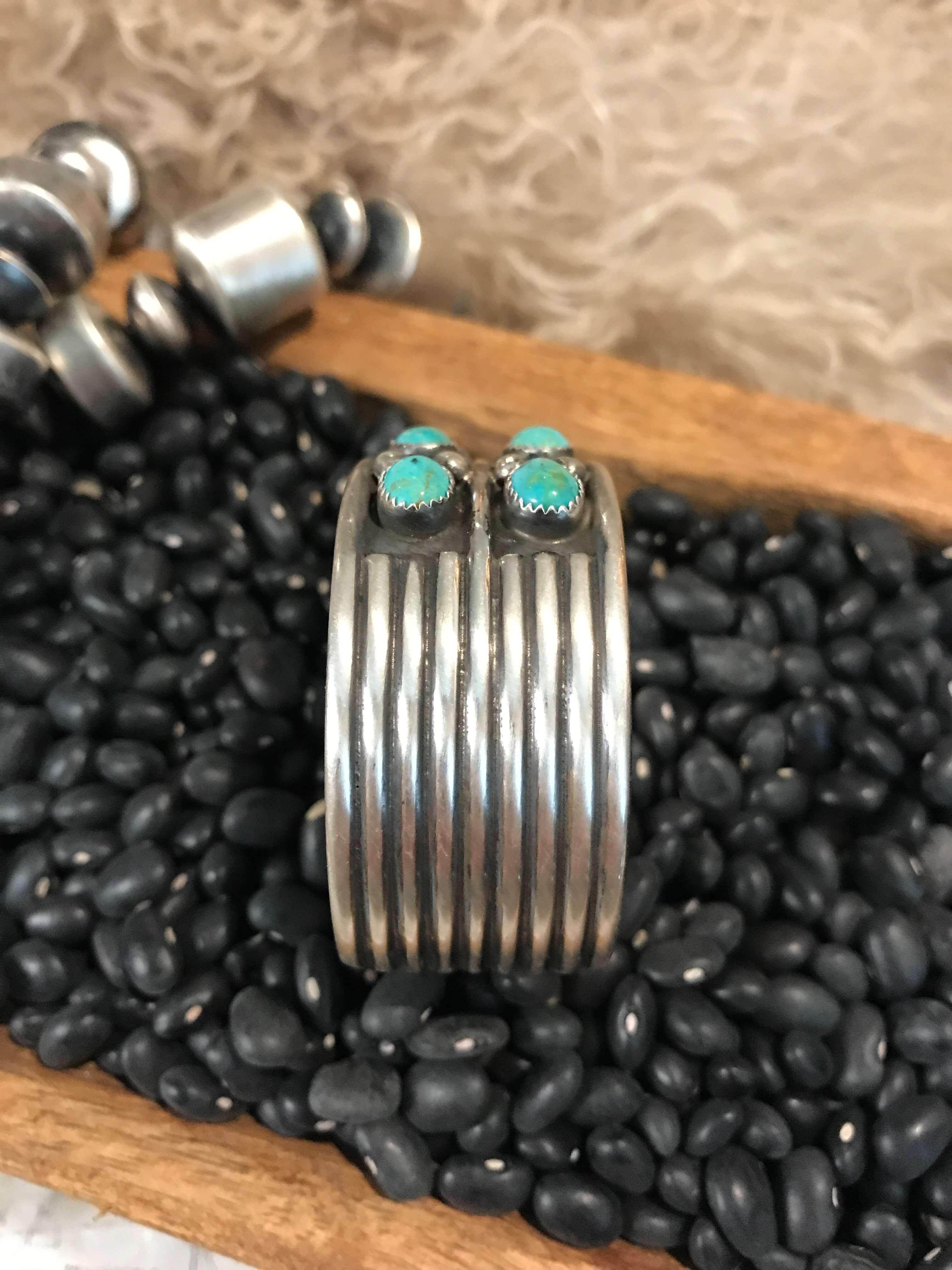 The Double Row Cuff, 1-Bracelets & Cuffs-Calli Co., Turquoise and Silver Jewelry, Native American Handmade, Zuni Tribe, Navajo Tribe, Brock Texas