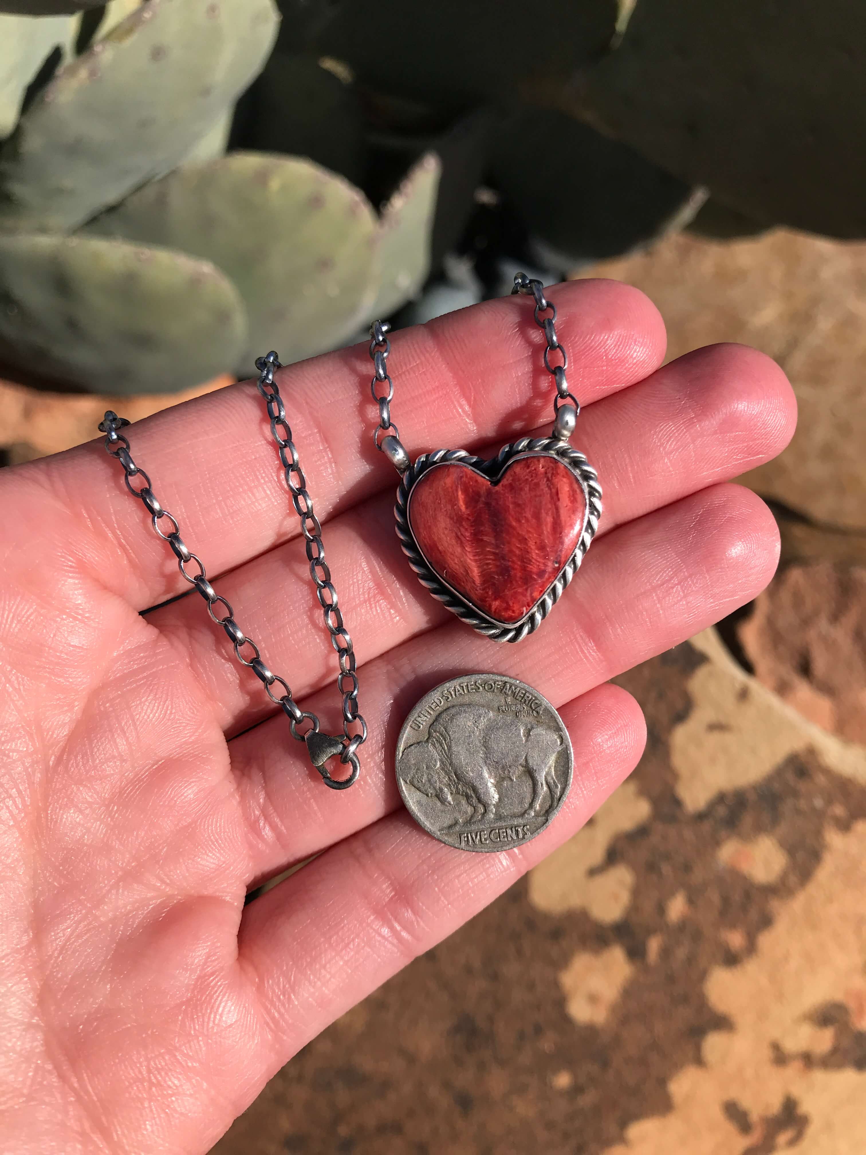 The Heart Necklace, 27-Necklaces-Calli Co., Turquoise and Silver Jewelry, Native American Handmade, Zuni Tribe, Navajo Tribe, Brock Texas