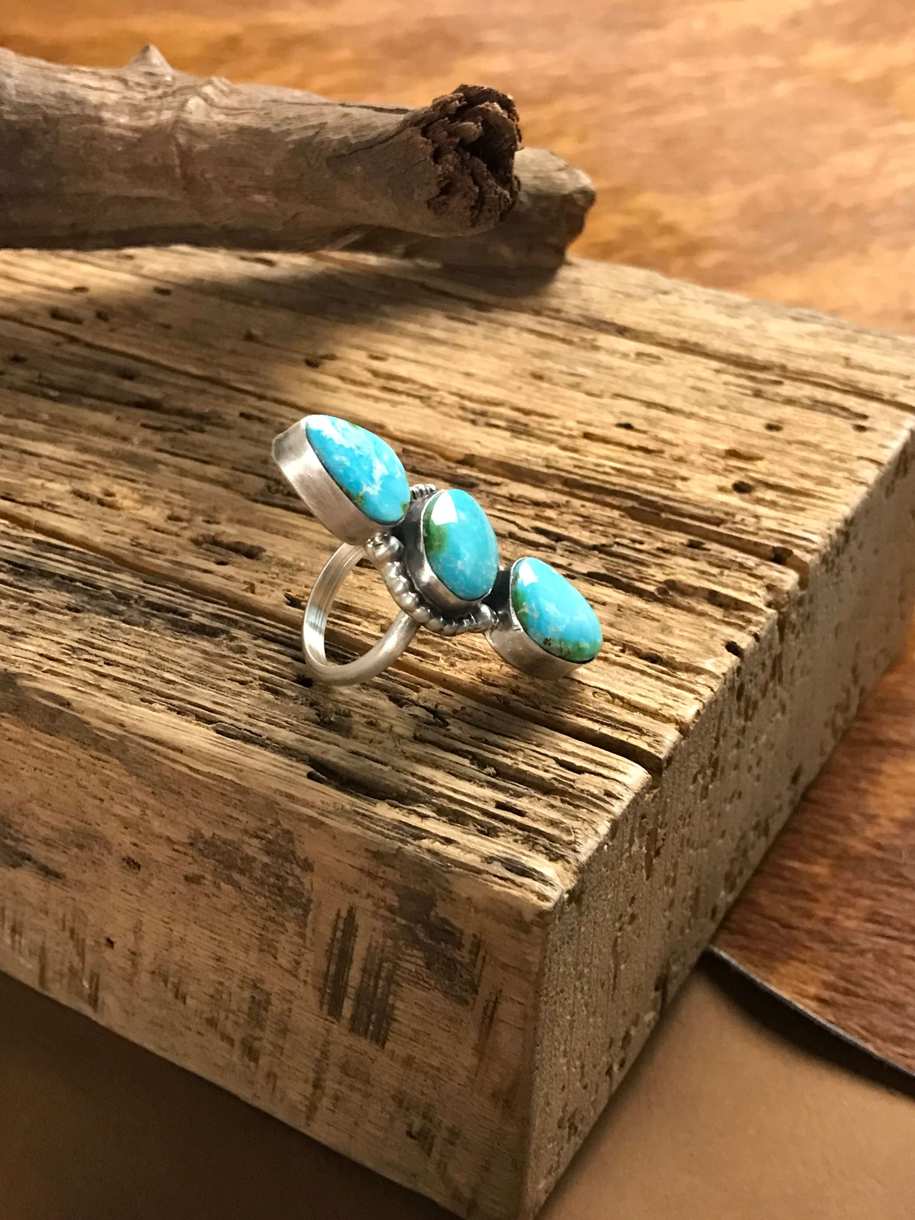 The Prime Adjustable Ring, 2-Rings-Calli Co., Turquoise and Silver Jewelry, Native American Handmade, Zuni Tribe, Navajo Tribe, Brock Texas
