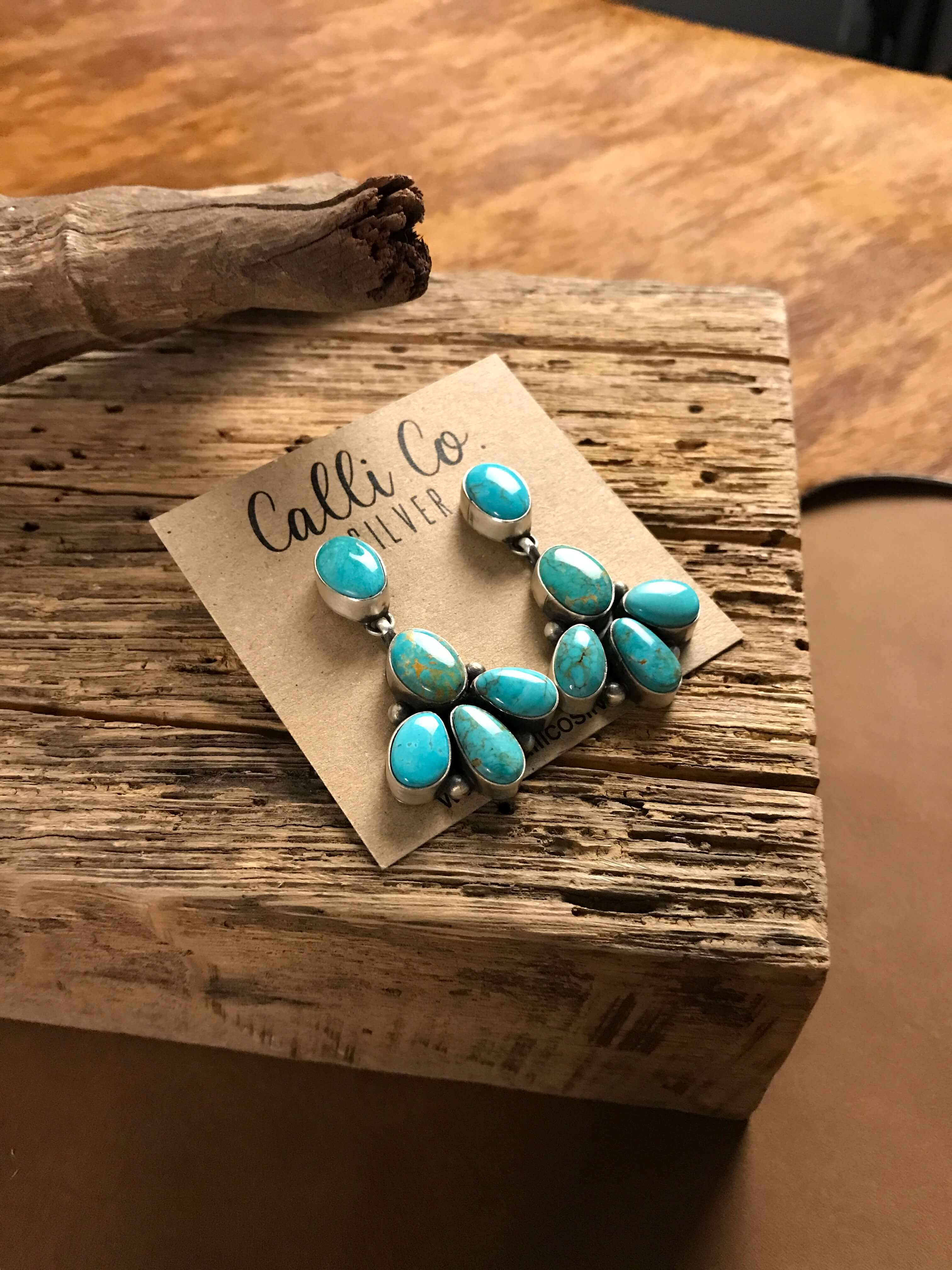The Tomayo Earrings-Earrings-Calli Co., Turquoise and Silver Jewelry, Native American Handmade, Zuni Tribe, Navajo Tribe, Brock Texas
