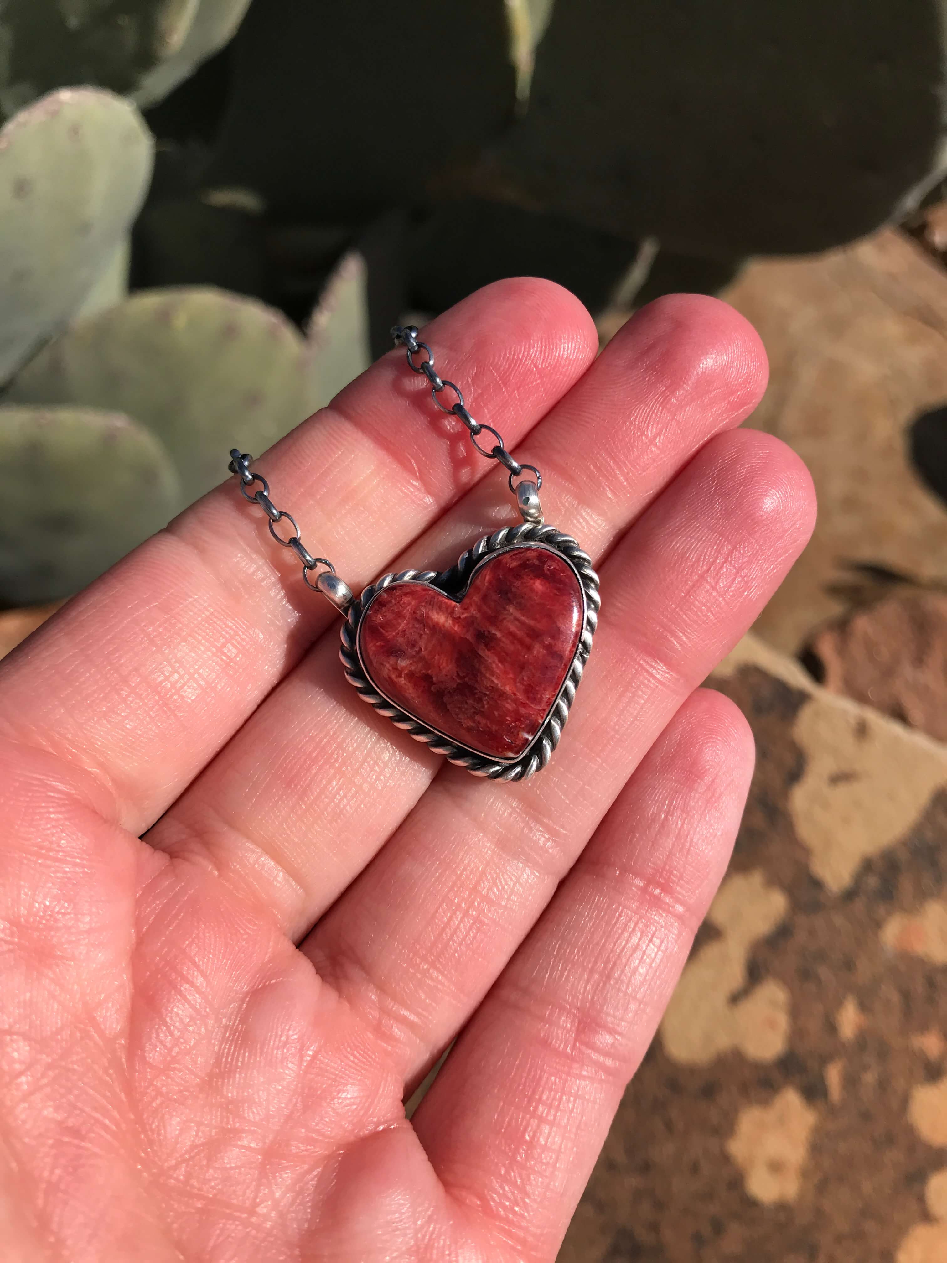 The Heart Necklace, 33-Necklaces-Calli Co., Turquoise and Silver Jewelry, Native American Handmade, Zuni Tribe, Navajo Tribe, Brock Texas