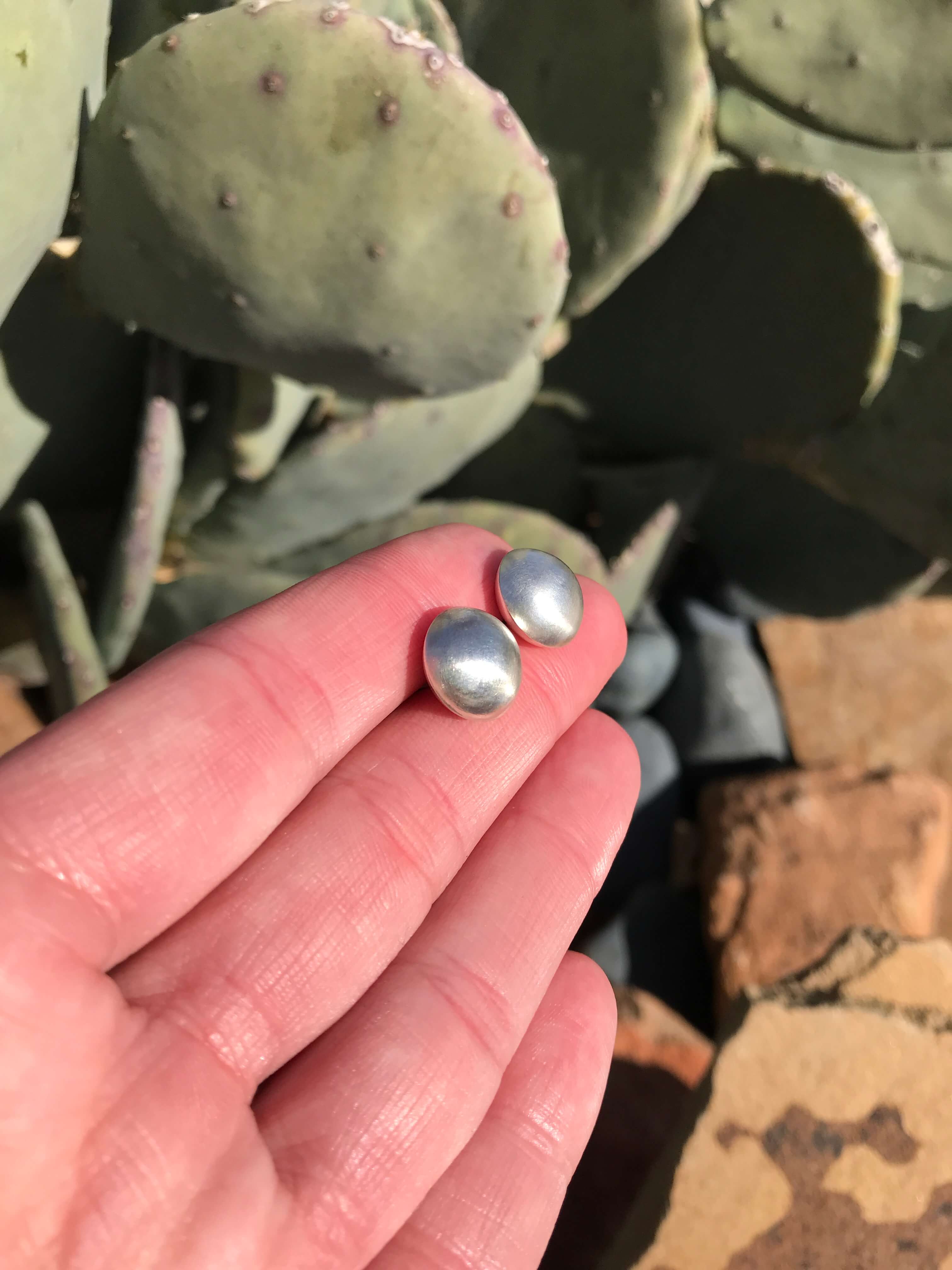 The 12mm Saucer Studs-Earrings-Calli Co., Turquoise and Silver Jewelry, Native American Handmade, Zuni Tribe, Navajo Tribe, Brock Texas