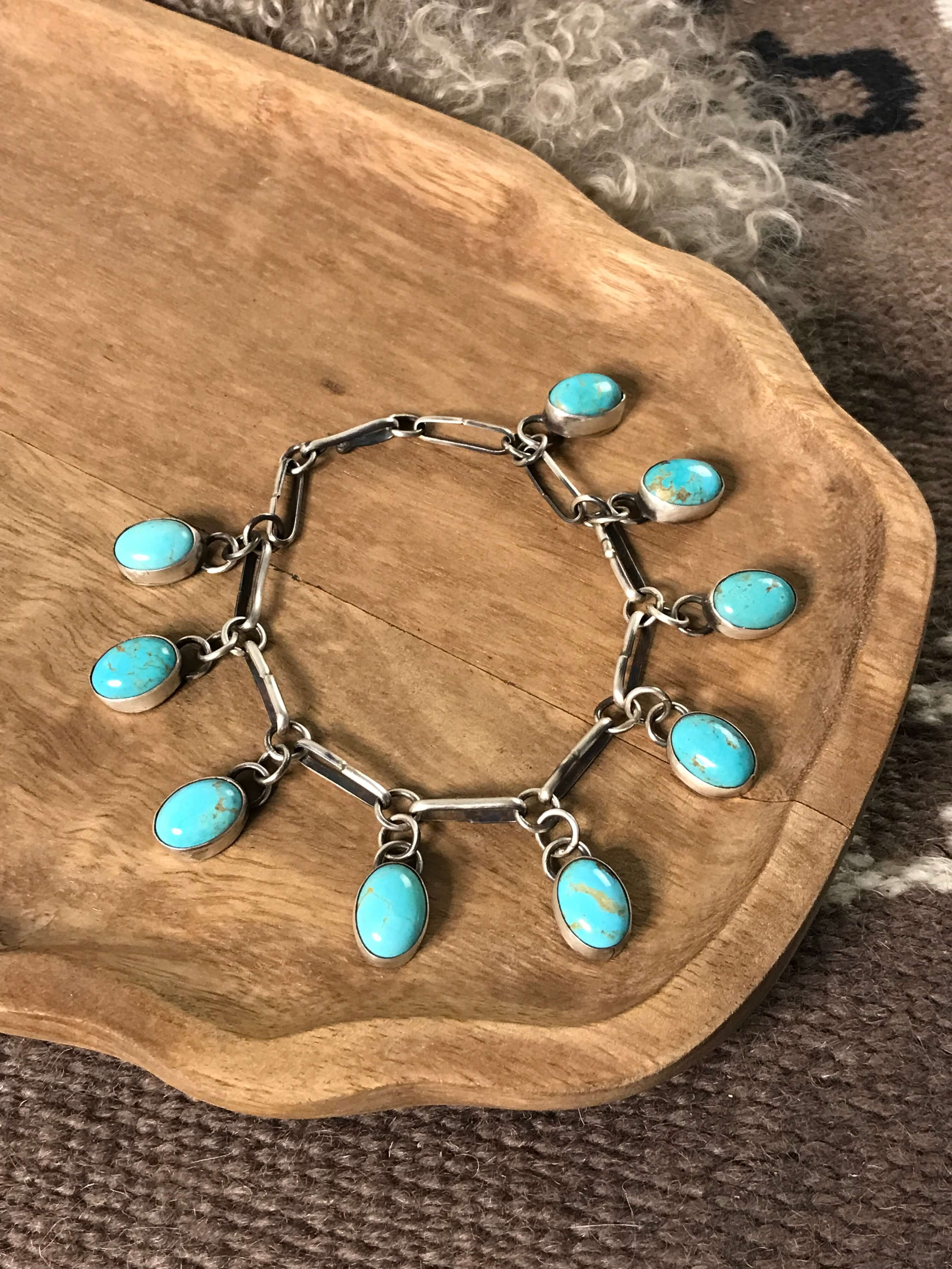 The Mavis Link Bracelet, 3-Bracelets & Cuffs-Calli Co., Turquoise and Silver Jewelry, Native American Handmade, Zuni Tribe, Navajo Tribe, Brock Texas