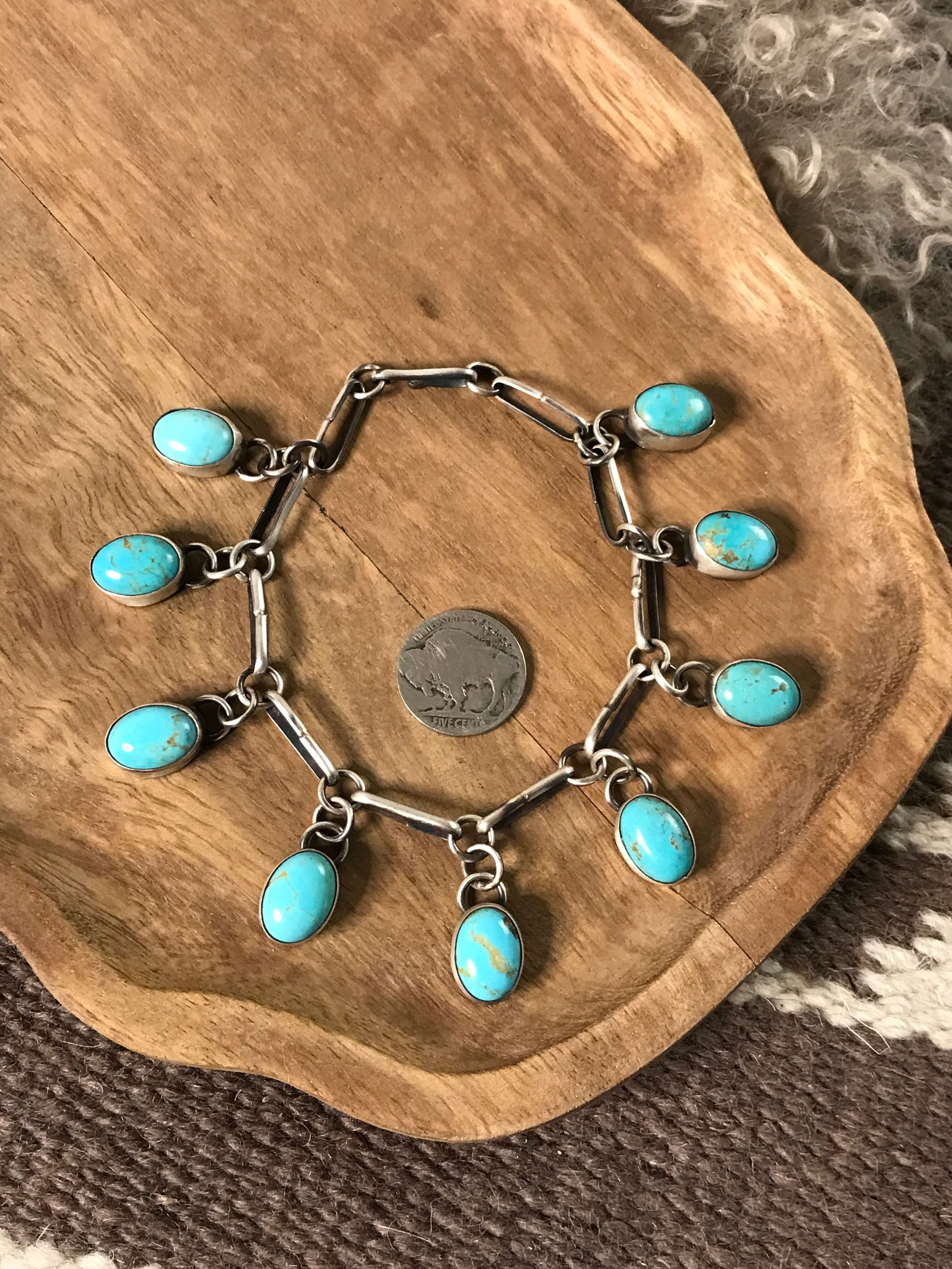 The Mavis Link Bracelet, 3-Bracelets & Cuffs-Calli Co., Turquoise and Silver Jewelry, Native American Handmade, Zuni Tribe, Navajo Tribe, Brock Texas
