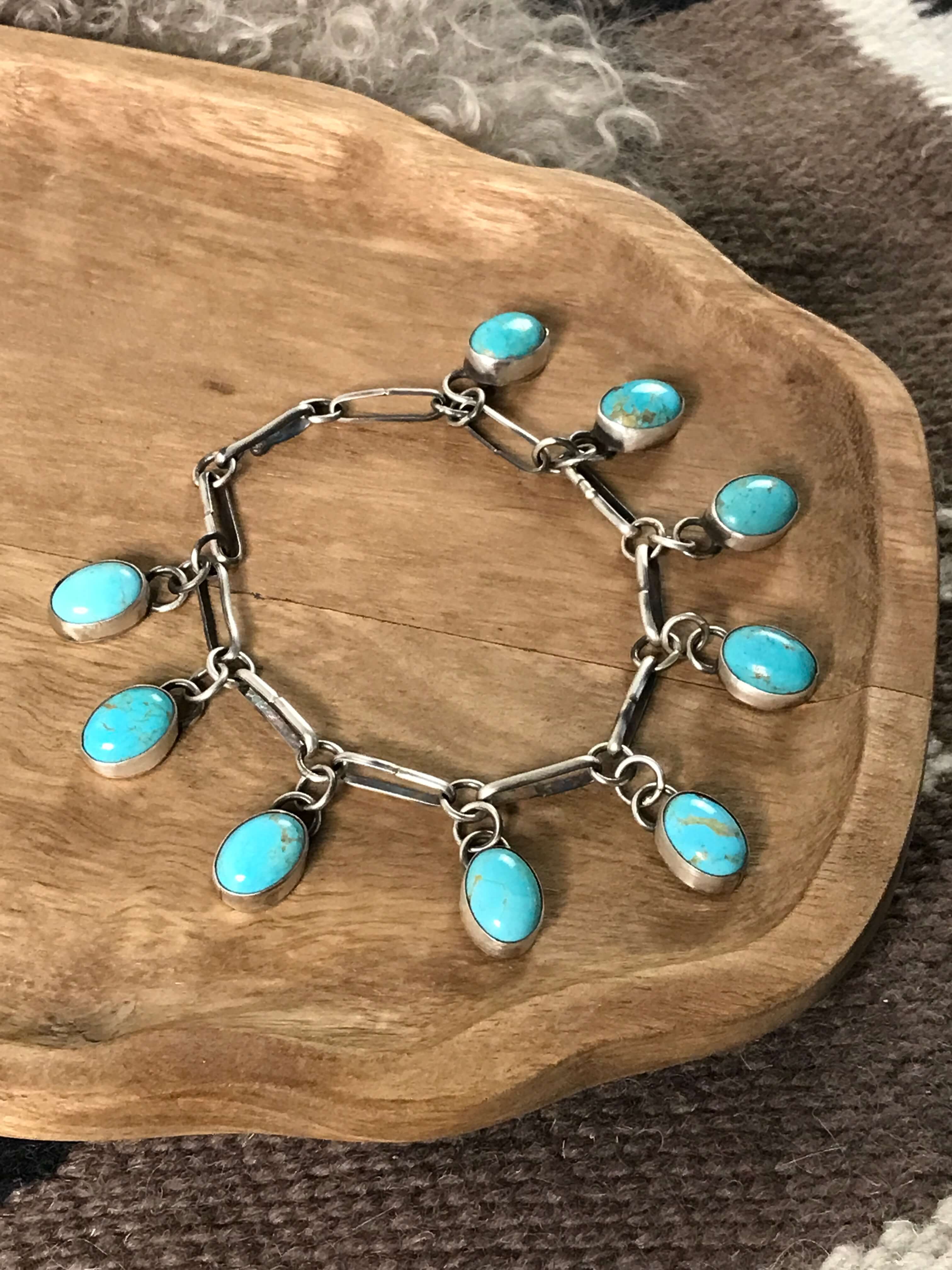 The Mavis Link Bracelet, 3-Bracelets & Cuffs-Calli Co., Turquoise and Silver Jewelry, Native American Handmade, Zuni Tribe, Navajo Tribe, Brock Texas