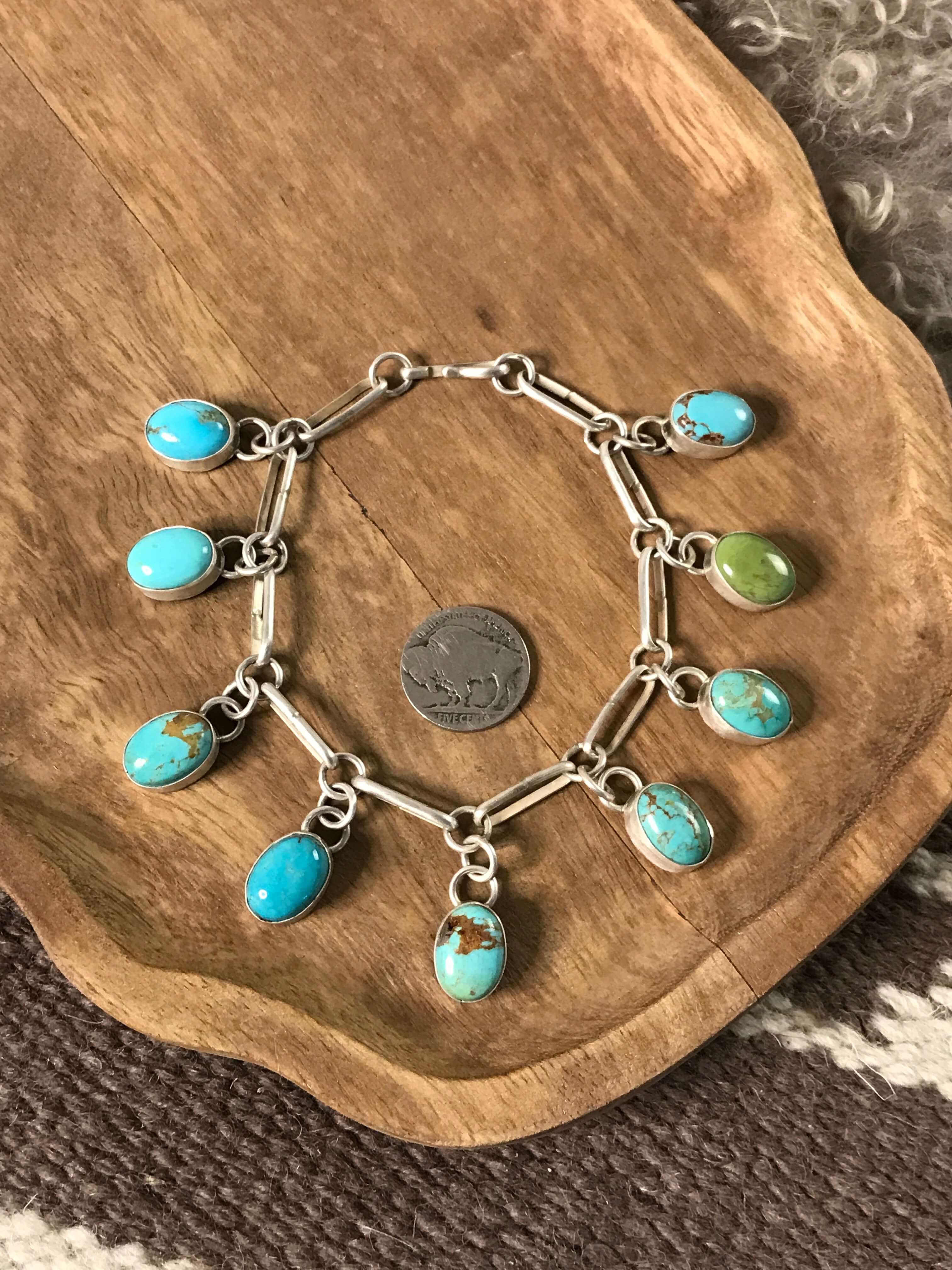 The Mavis Link Bracelet, 4-Bracelets & Cuffs-Calli Co., Turquoise and Silver Jewelry, Native American Handmade, Zuni Tribe, Navajo Tribe, Brock Texas