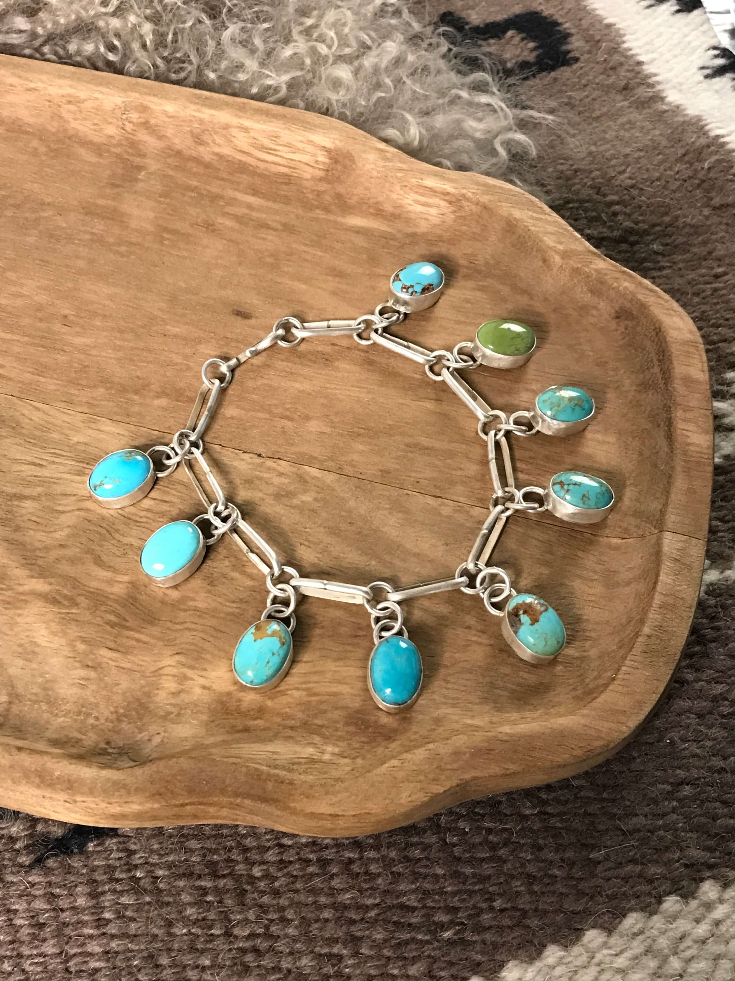 The Mavis Link Bracelet, 4-Bracelets & Cuffs-Calli Co., Turquoise and Silver Jewelry, Native American Handmade, Zuni Tribe, Navajo Tribe, Brock Texas