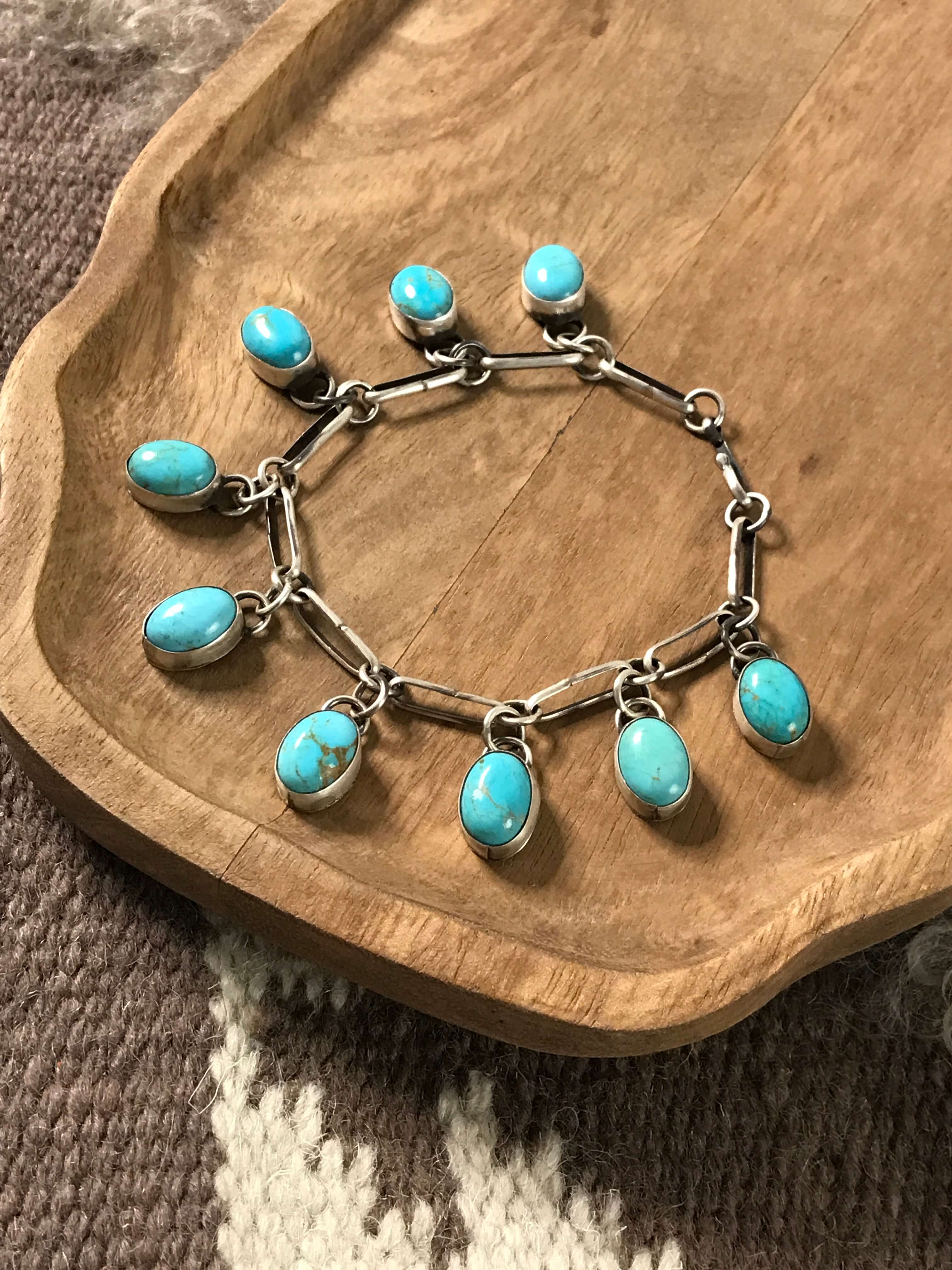 The Mavis Link Bracelet, 5-Bracelets & Cuffs-Calli Co., Turquoise and Silver Jewelry, Native American Handmade, Zuni Tribe, Navajo Tribe, Brock Texas