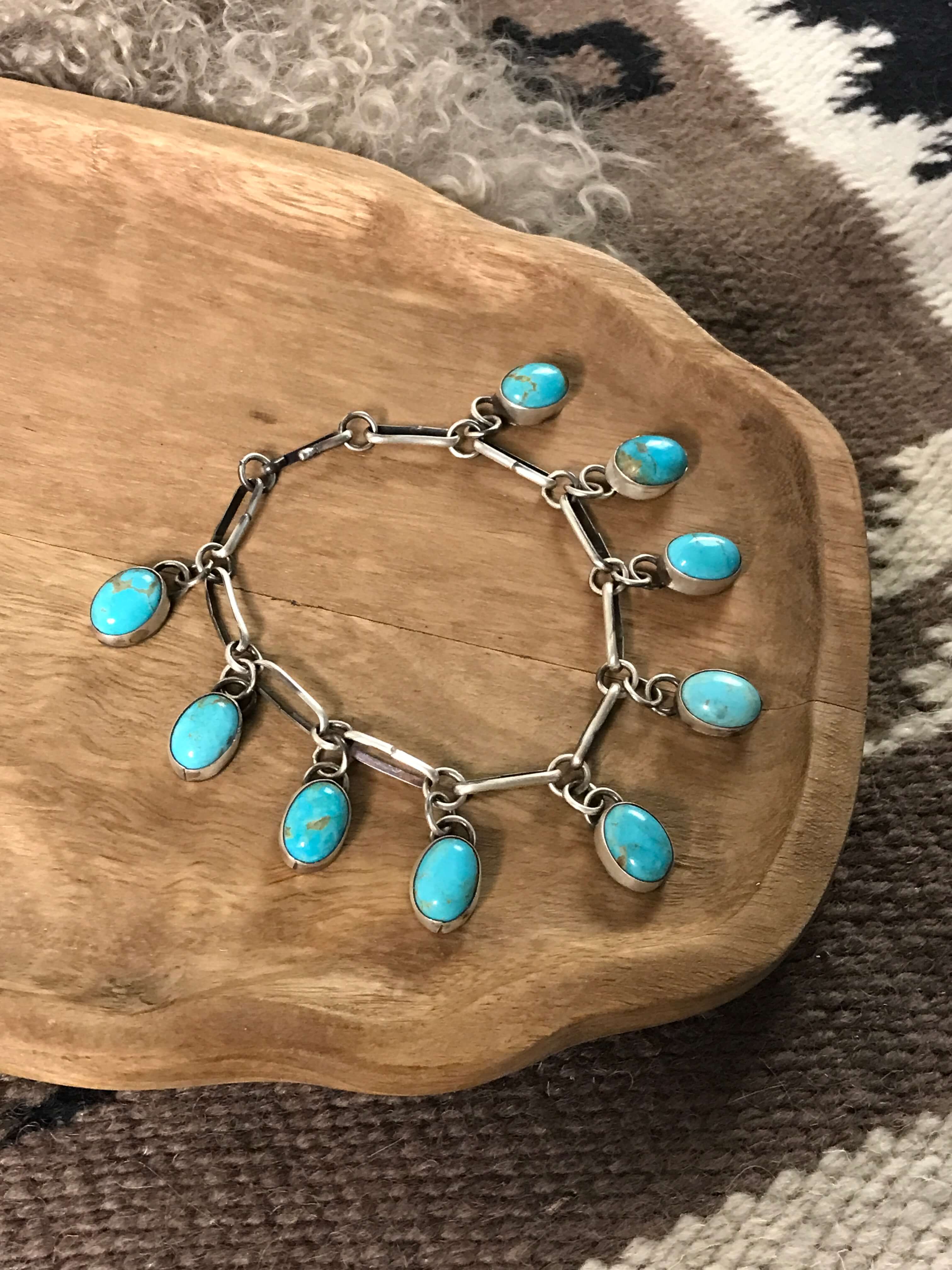 The Mavis Link Bracelet, 6-Bracelets & Cuffs-Calli Co., Turquoise and Silver Jewelry, Native American Handmade, Zuni Tribe, Navajo Tribe, Brock Texas