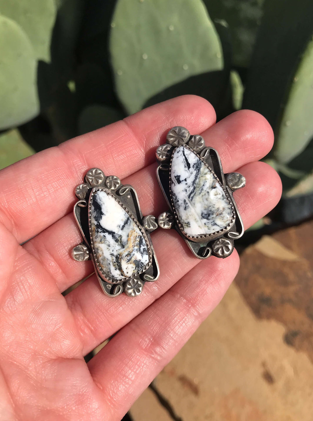 The Edmond Earrings, 6-Earrings-Calli Co., Turquoise and Silver Jewelry, Native American Handmade, Zuni Tribe, Navajo Tribe, Brock Texas