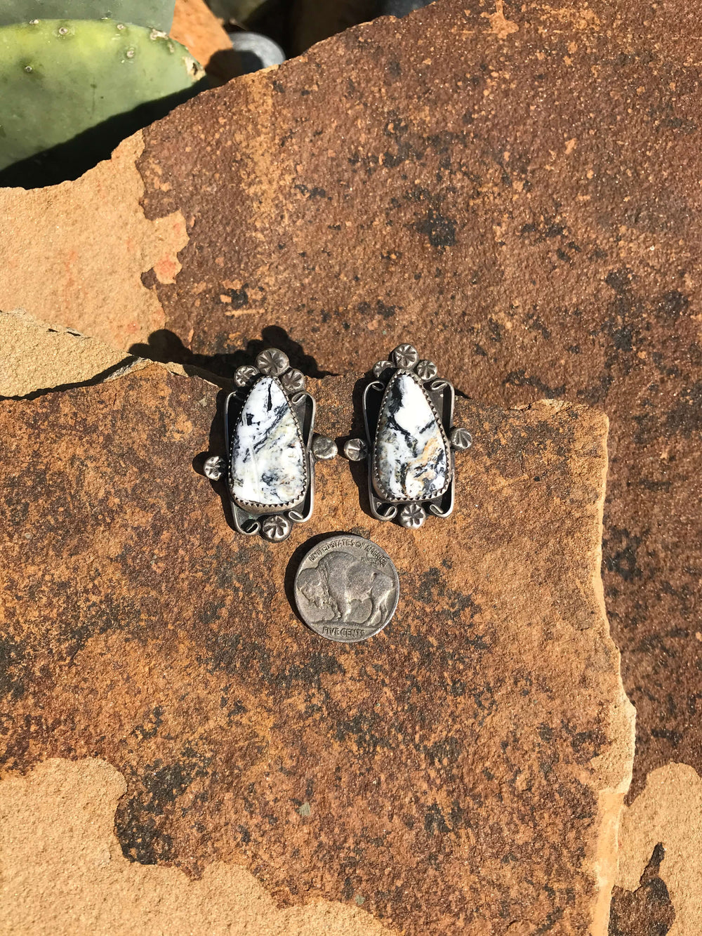 The Edmond Earrings, 6-Earrings-Calli Co., Turquoise and Silver Jewelry, Native American Handmade, Zuni Tribe, Navajo Tribe, Brock Texas