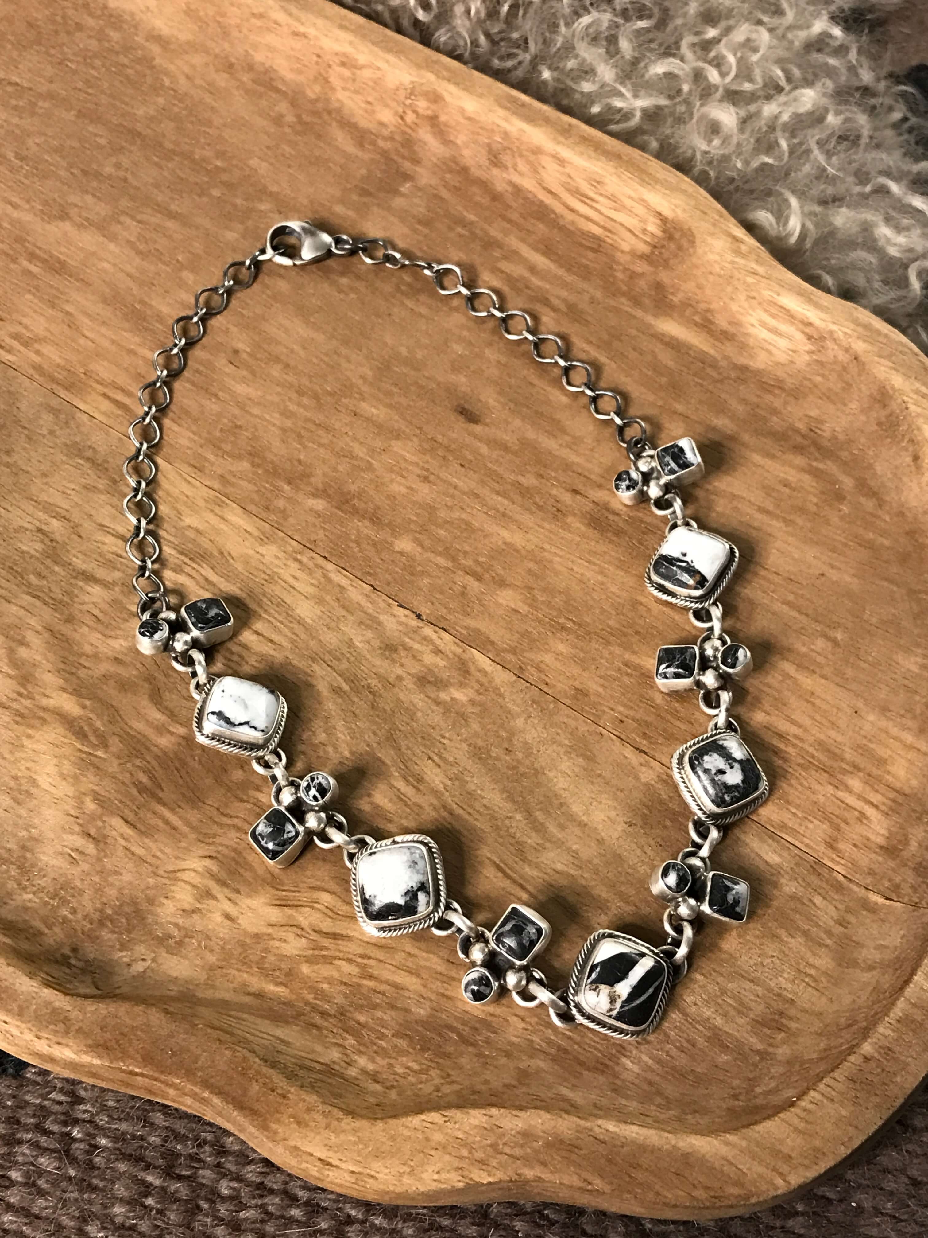 The Chickasaw Statement Necklace, 1-Necklaces-Calli Co., Turquoise and Silver Jewelry, Native American Handmade, Zuni Tribe, Navajo Tribe, Brock Texas