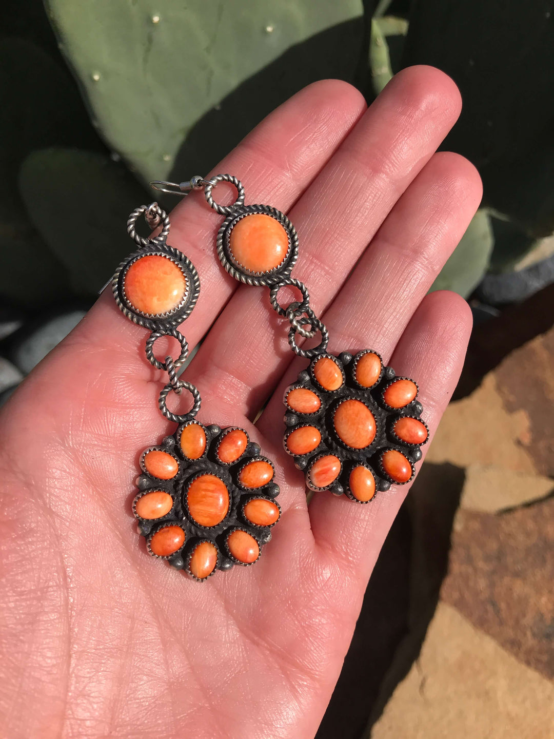The Wellington Spiny Earrings-Earrings-Calli Co., Turquoise and Silver Jewelry, Native American Handmade, Zuni Tribe, Navajo Tribe, Brock Texas