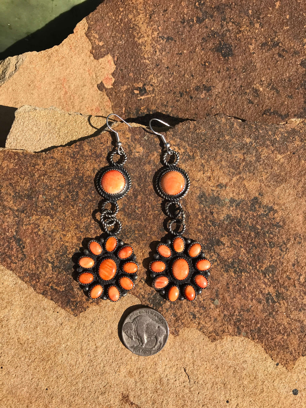The Wellington Spiny Earrings-Earrings-Calli Co., Turquoise and Silver Jewelry, Native American Handmade, Zuni Tribe, Navajo Tribe, Brock Texas