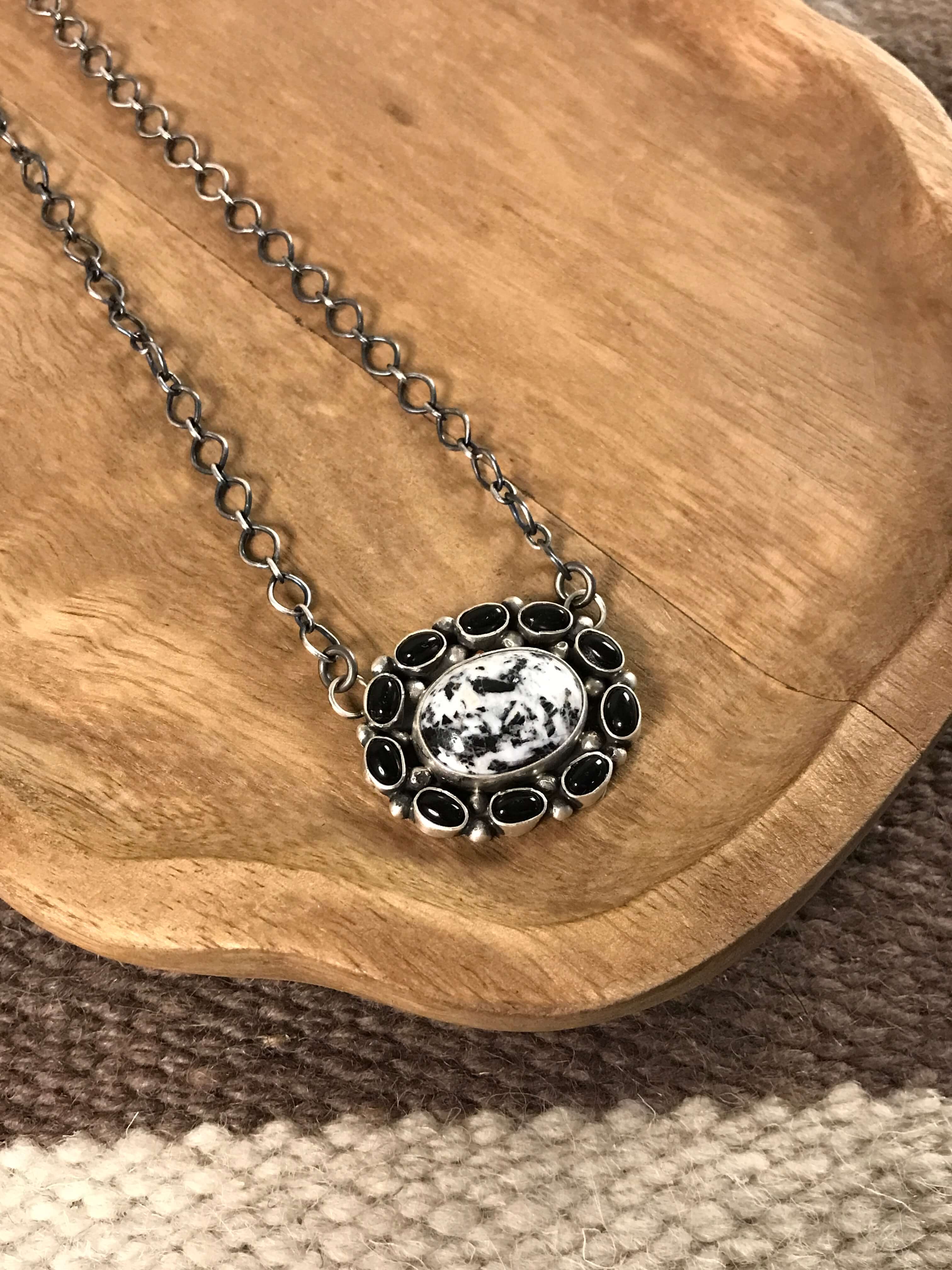 The Inola White Buffalo Necklace, 2-Necklaces-Calli Co., Turquoise and Silver Jewelry, Native American Handmade, Zuni Tribe, Navajo Tribe, Brock Texas