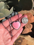 The Grande Pink Conch Heart Necklace, 2-Necklaces-Calli Co., Turquoise and Silver Jewelry, Native American Handmade, Zuni Tribe, Navajo Tribe, Brock Texas