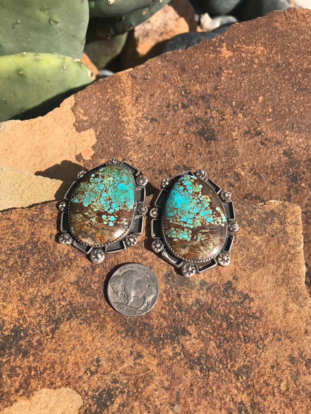 The Hidden Lake Earrings, 2-Earrings-Calli Co., Turquoise and Silver Jewelry, Native American Handmade, Zuni Tribe, Navajo Tribe, Brock Texas