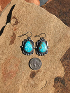 The Turquoise Dangle Earrings, 1-Earrings-Calli Co., Turquoise and Silver Jewelry, Native American Handmade, Zuni Tribe, Navajo Tribe, Brock Texas