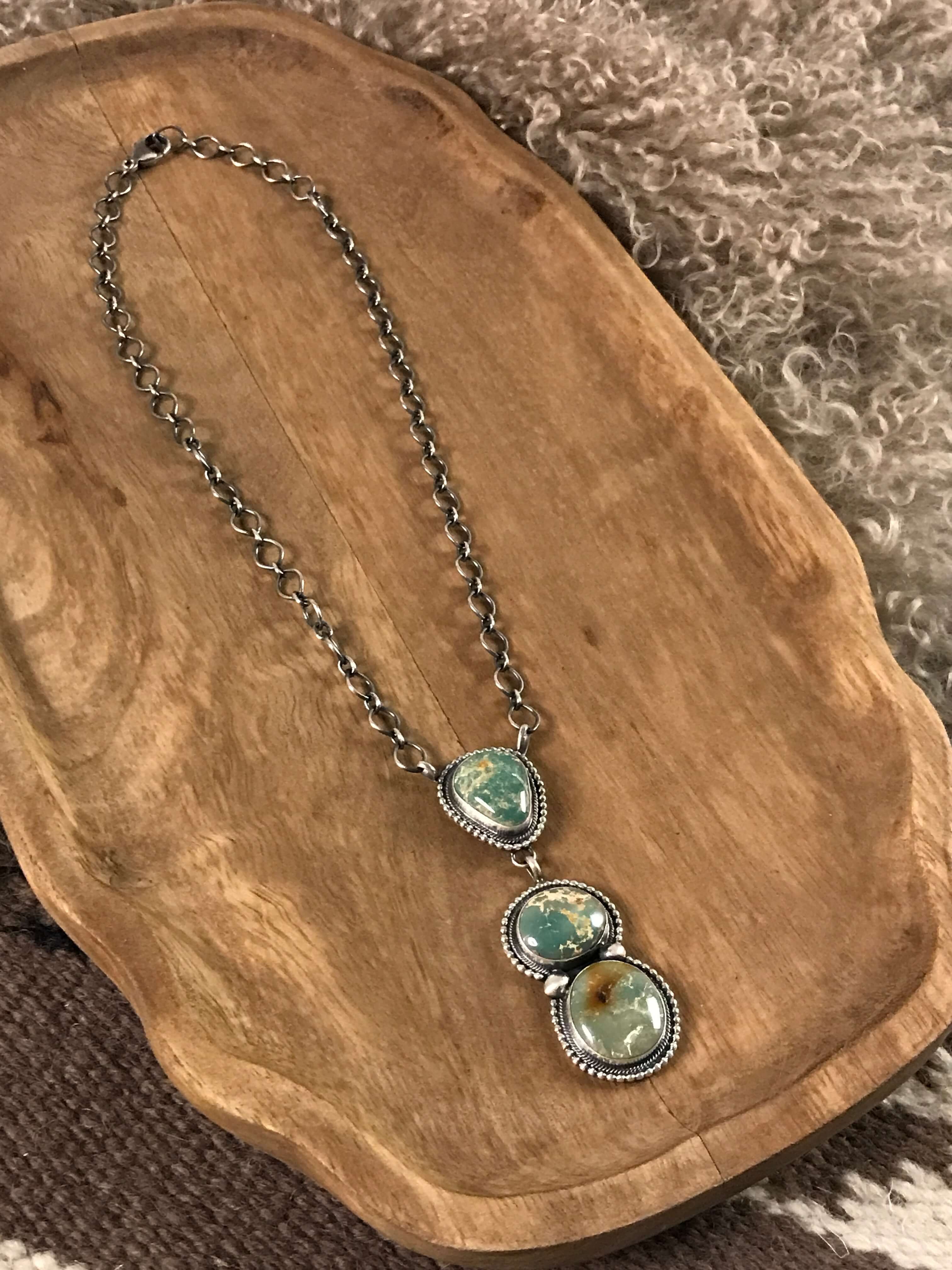 The Levita Lariat Necklace, 3-Necklaces-Calli Co., Turquoise and Silver Jewelry, Native American Handmade, Zuni Tribe, Navajo Tribe, Brock Texas