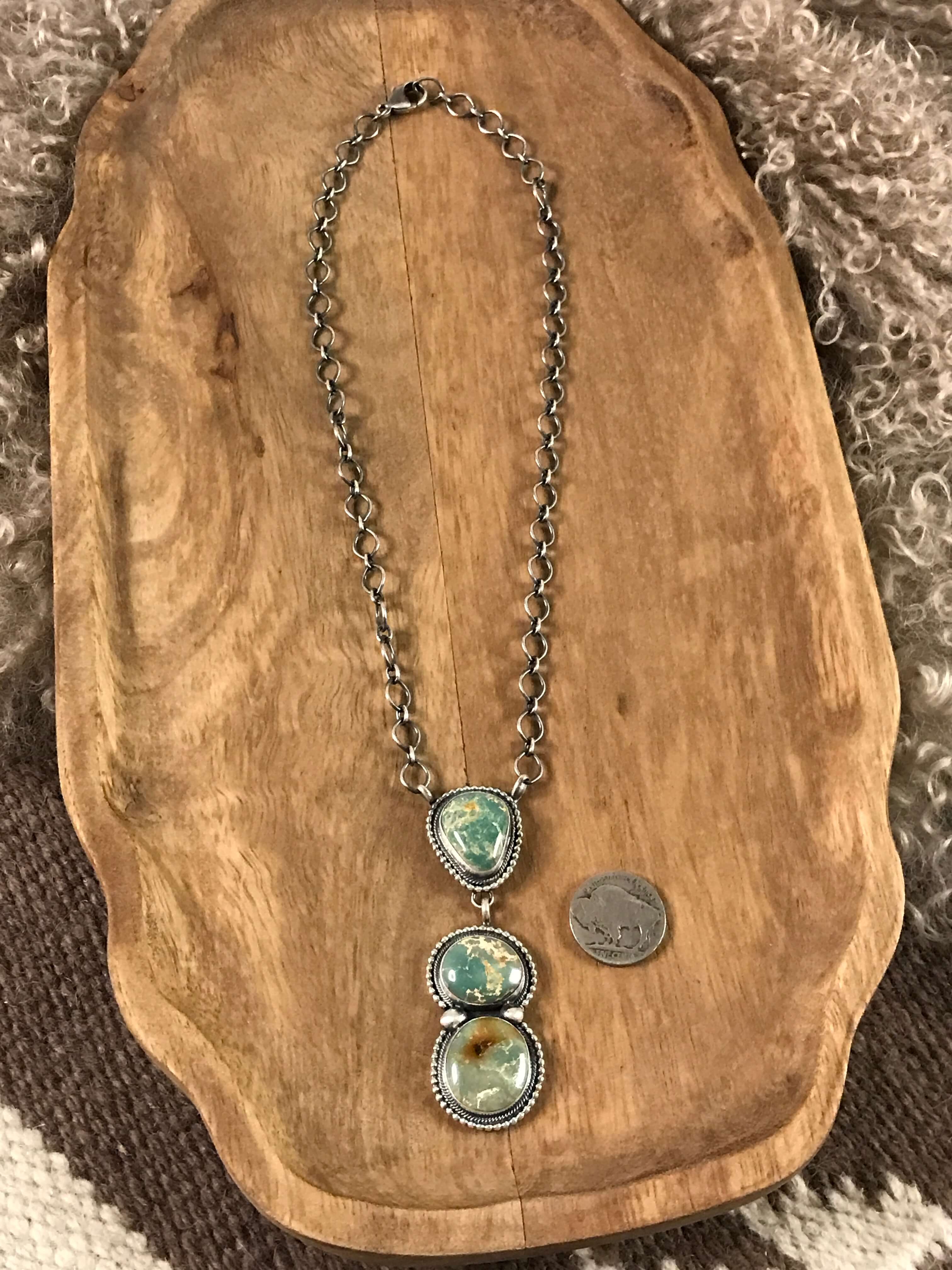 The Levita Lariat Necklace, 3-Necklaces-Calli Co., Turquoise and Silver Jewelry, Native American Handmade, Zuni Tribe, Navajo Tribe, Brock Texas