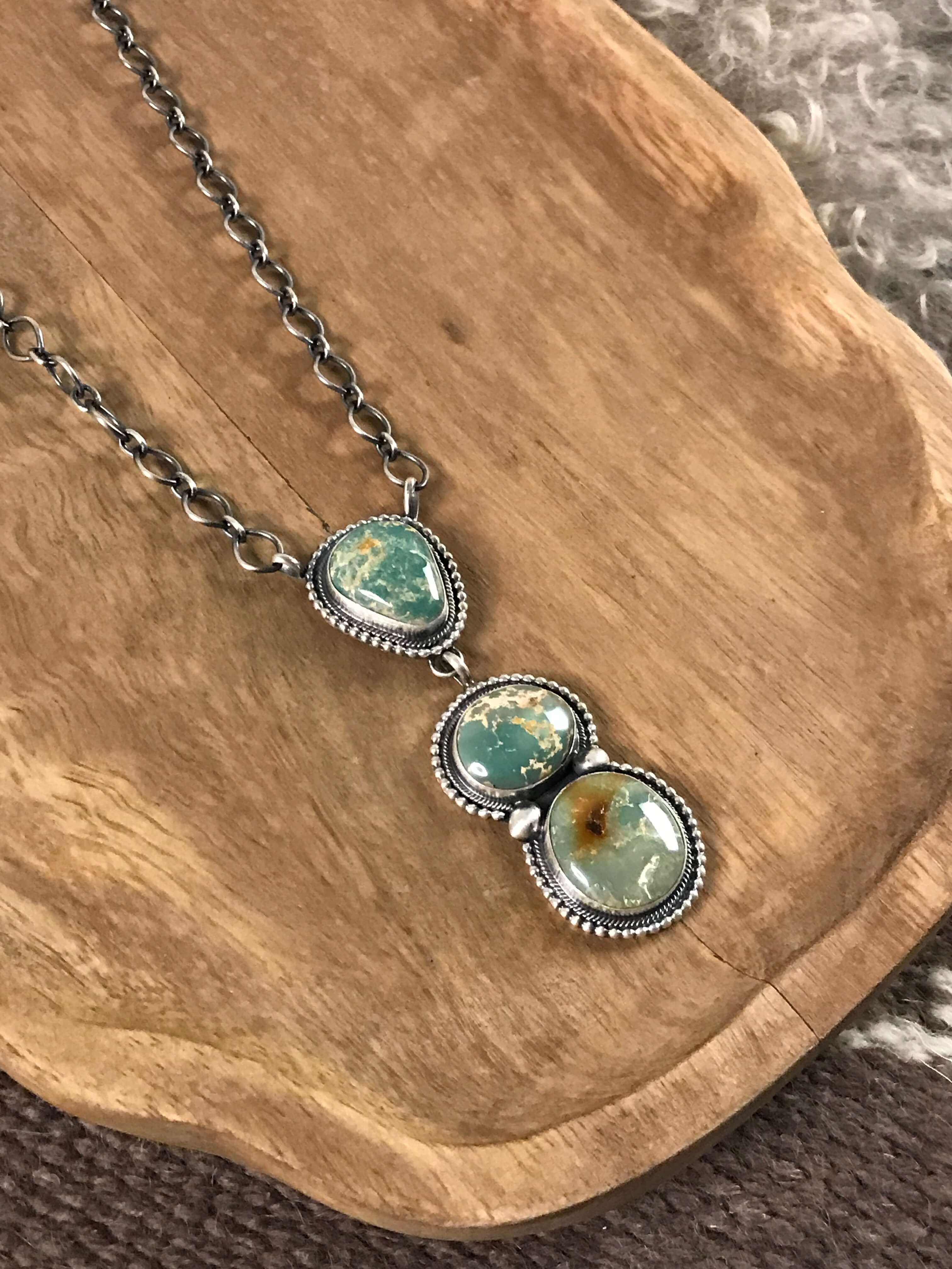 The Levita Lariat Necklace, 3-Necklaces-Calli Co., Turquoise and Silver Jewelry, Native American Handmade, Zuni Tribe, Navajo Tribe, Brock Texas