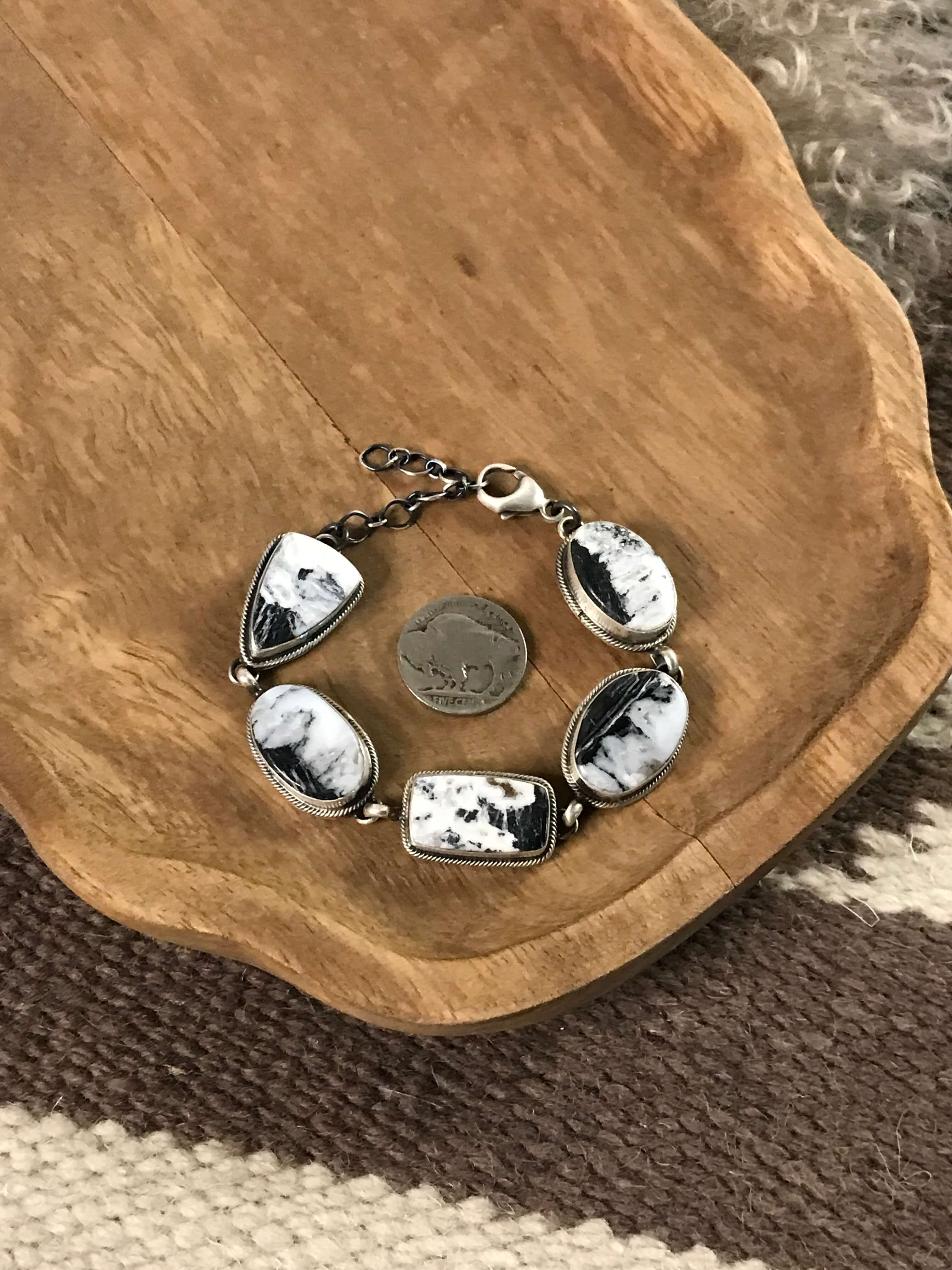 The Searcy Link Bracelet, 1 xx-Bracelets & Cuffs-Calli Co., Turquoise and Silver Jewelry, Native American Handmade, Zuni Tribe, Navajo Tribe, Brock Texas