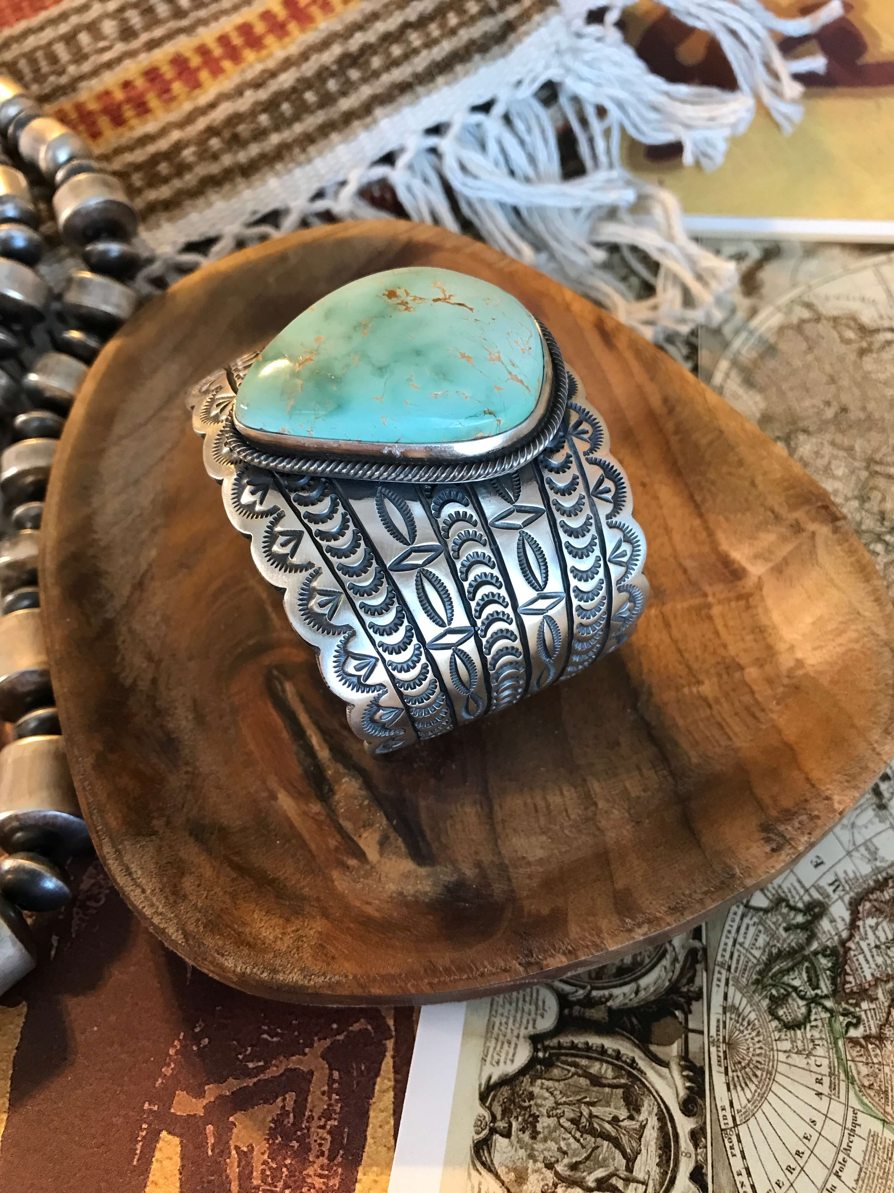 The Lakewood Turquoise Cuff, 1-Bracelets & Cuffs-Calli Co., Turquoise and Silver Jewelry, Native American Handmade, Zuni Tribe, Navajo Tribe, Brock Texas