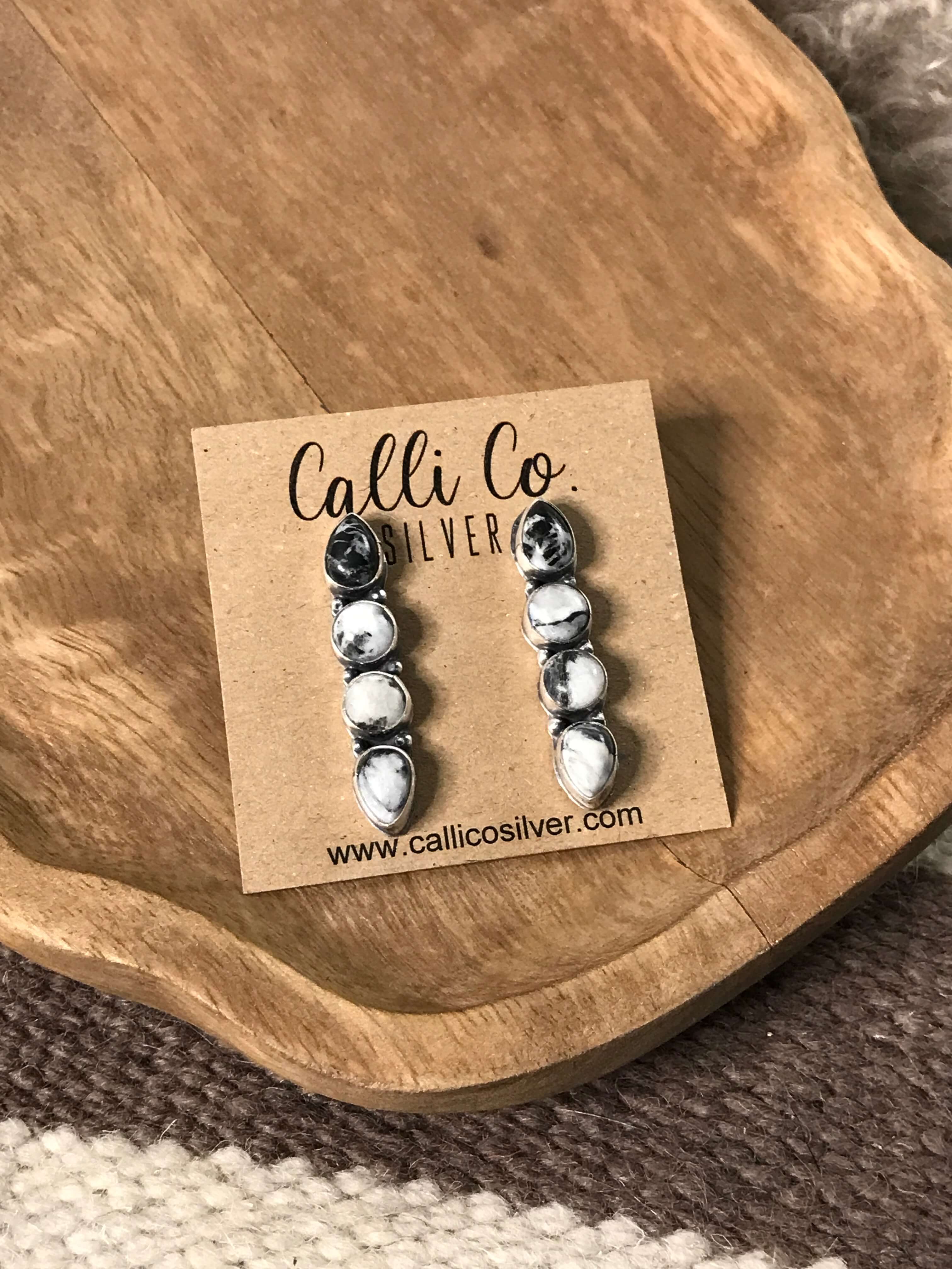 The Basiao Earrings, 8 xx-Earrings-Calli Co., Turquoise and Silver Jewelry, Native American Handmade, Zuni Tribe, Navajo Tribe, Brock Texas