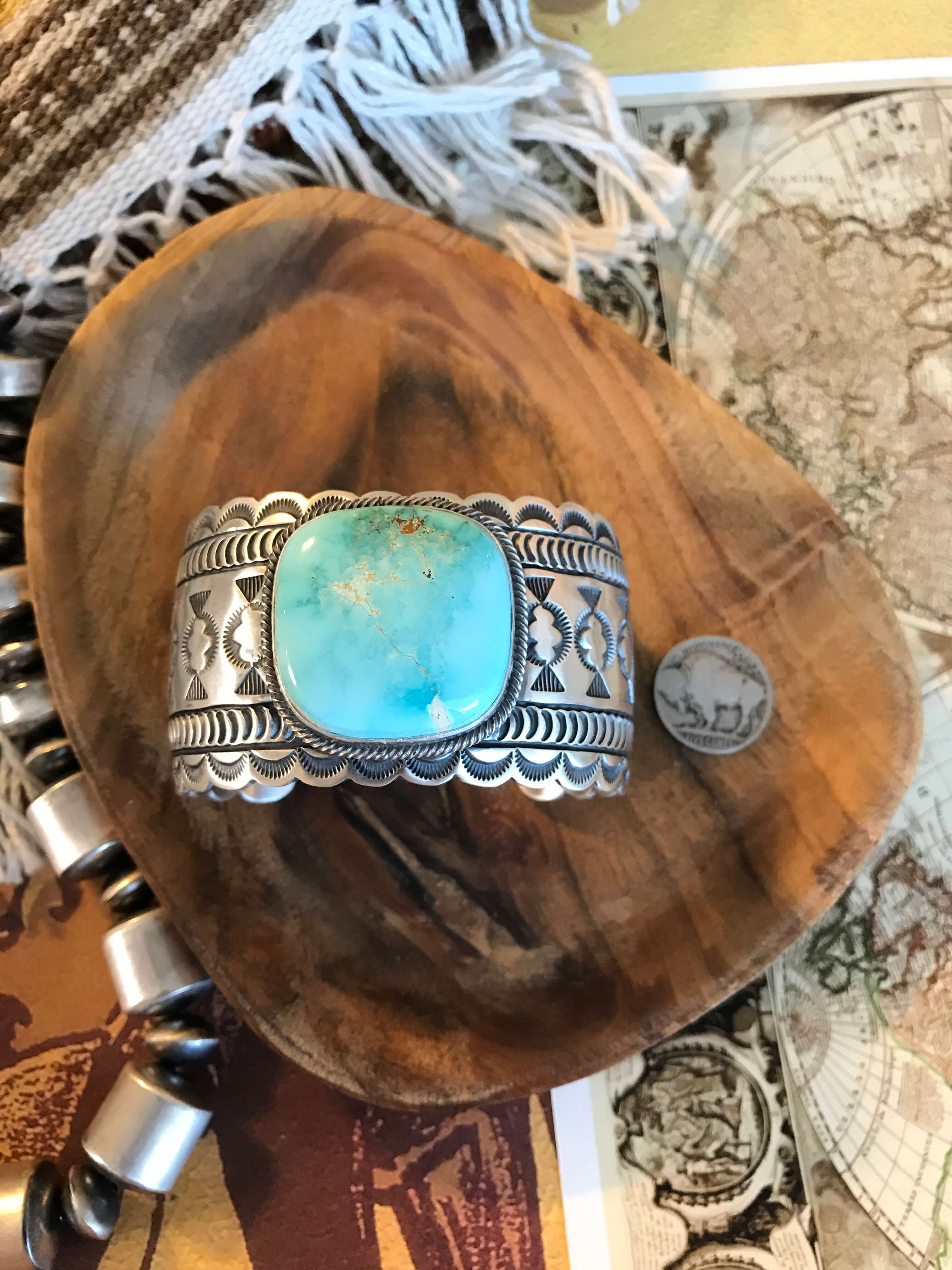 The Cromwell Royston Turquoise Cuff-Bracelets & Cuffs-Calli Co., Turquoise and Silver Jewelry, Native American Handmade, Zuni Tribe, Navajo Tribe, Brock Texas