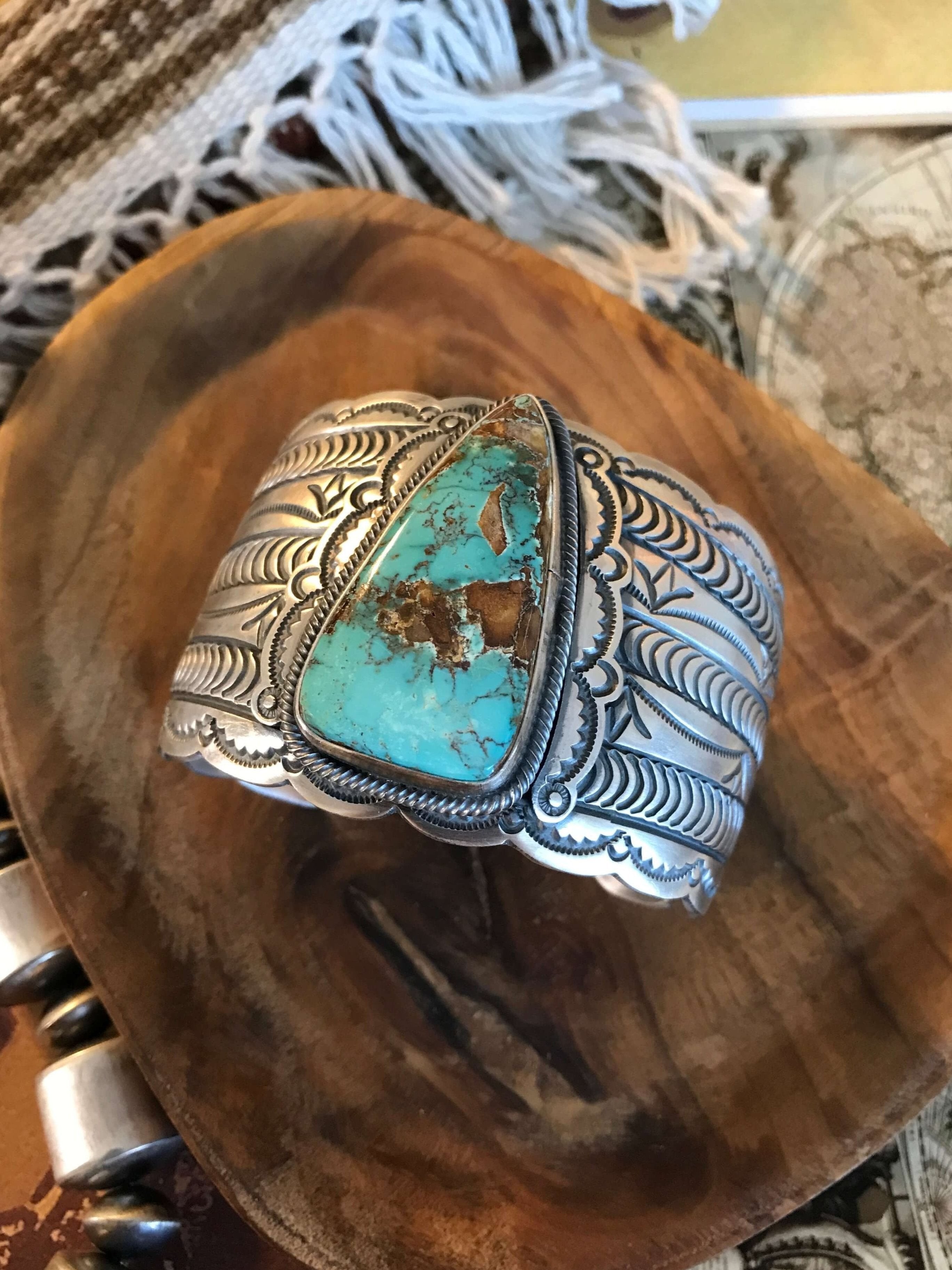 The Strafford Royston Turquoise Cuff-Bracelets & Cuffs-Calli Co., Turquoise and Silver Jewelry, Native American Handmade, Zuni Tribe, Navajo Tribe, Brock Texas