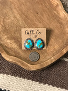 The Chattanooga Turquoise Studs, 1-Earrings-Calli Co., Turquoise and Silver Jewelry, Native American Handmade, Zuni Tribe, Navajo Tribe, Brock Texas