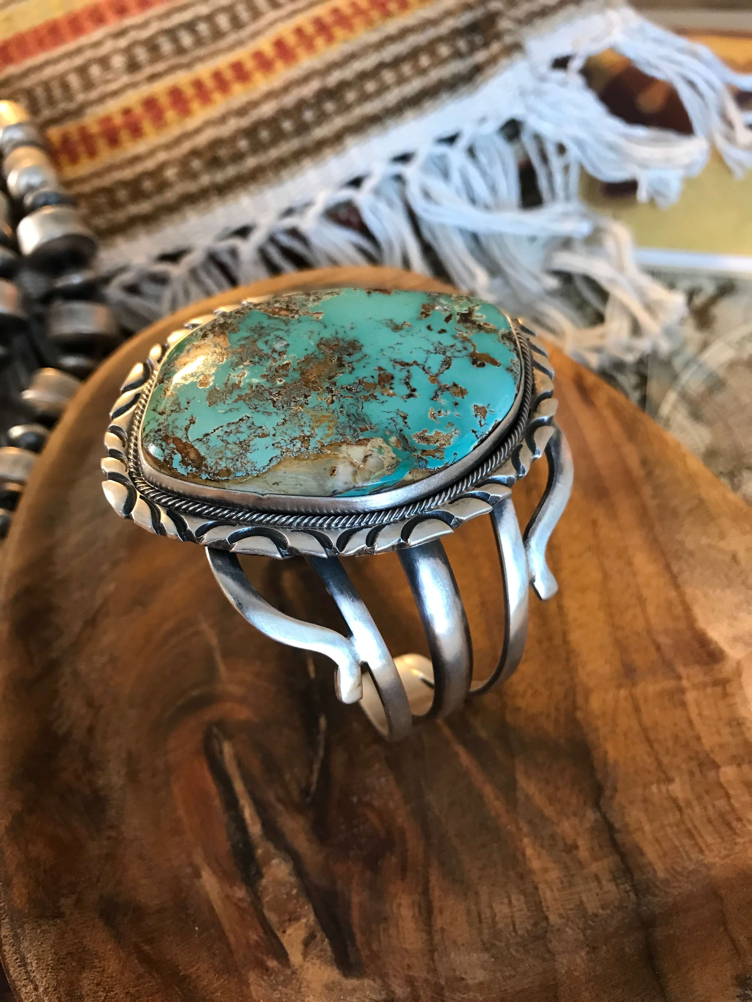 The Navarro Turquoise Cuff-Bracelets & Cuffs-Calli Co., Turquoise and Silver Jewelry, Native American Handmade, Zuni Tribe, Navajo Tribe, Brock Texas